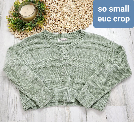 green soft chenille sweater so