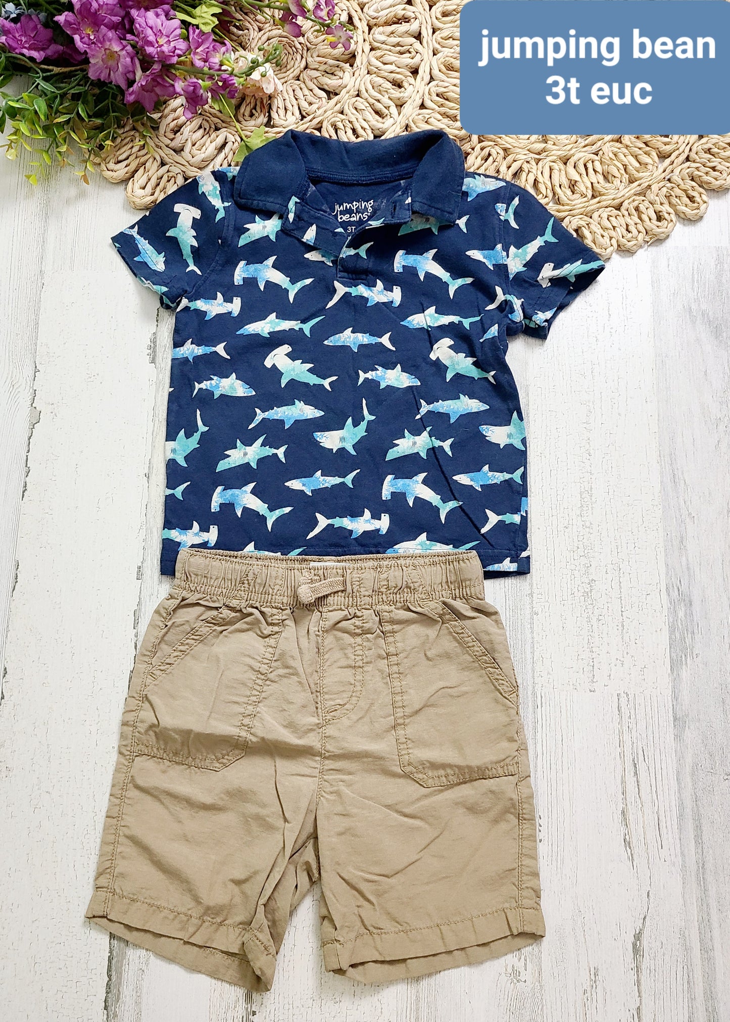 jumping bean collar khaki shorts