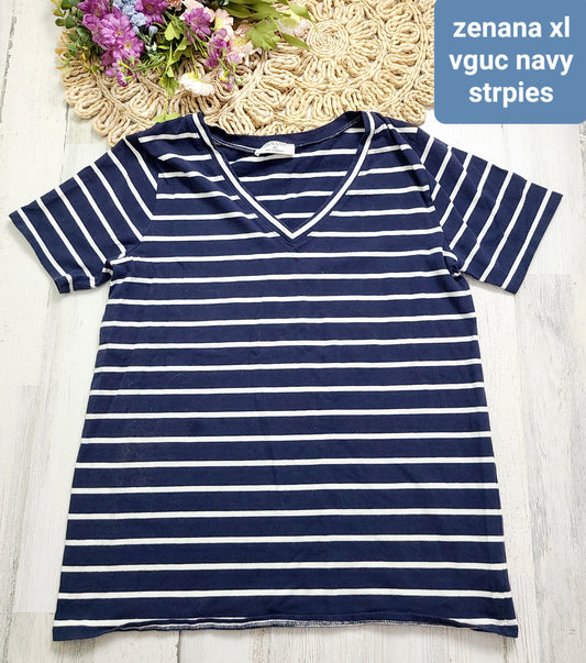 zenana navy striped tee