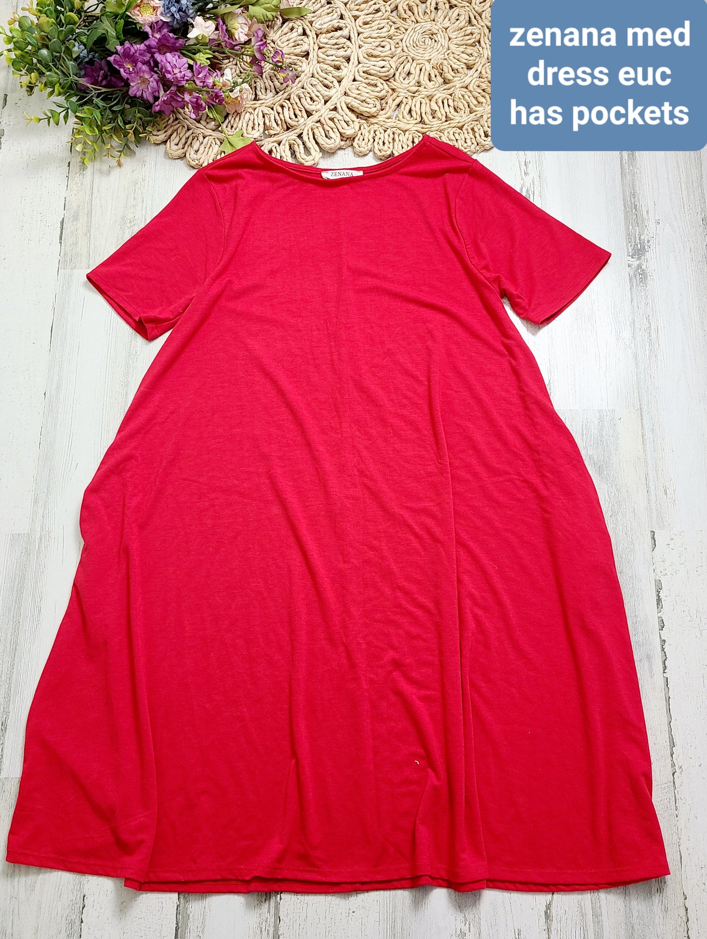 red zenana dress with pockets