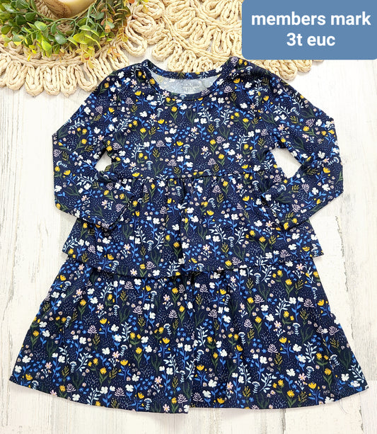 members mark navy yellow floral dress