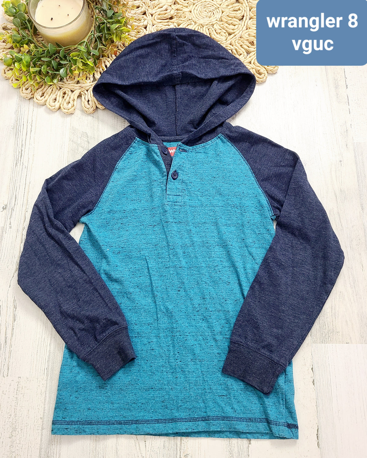blue and navy henley hood wrangler