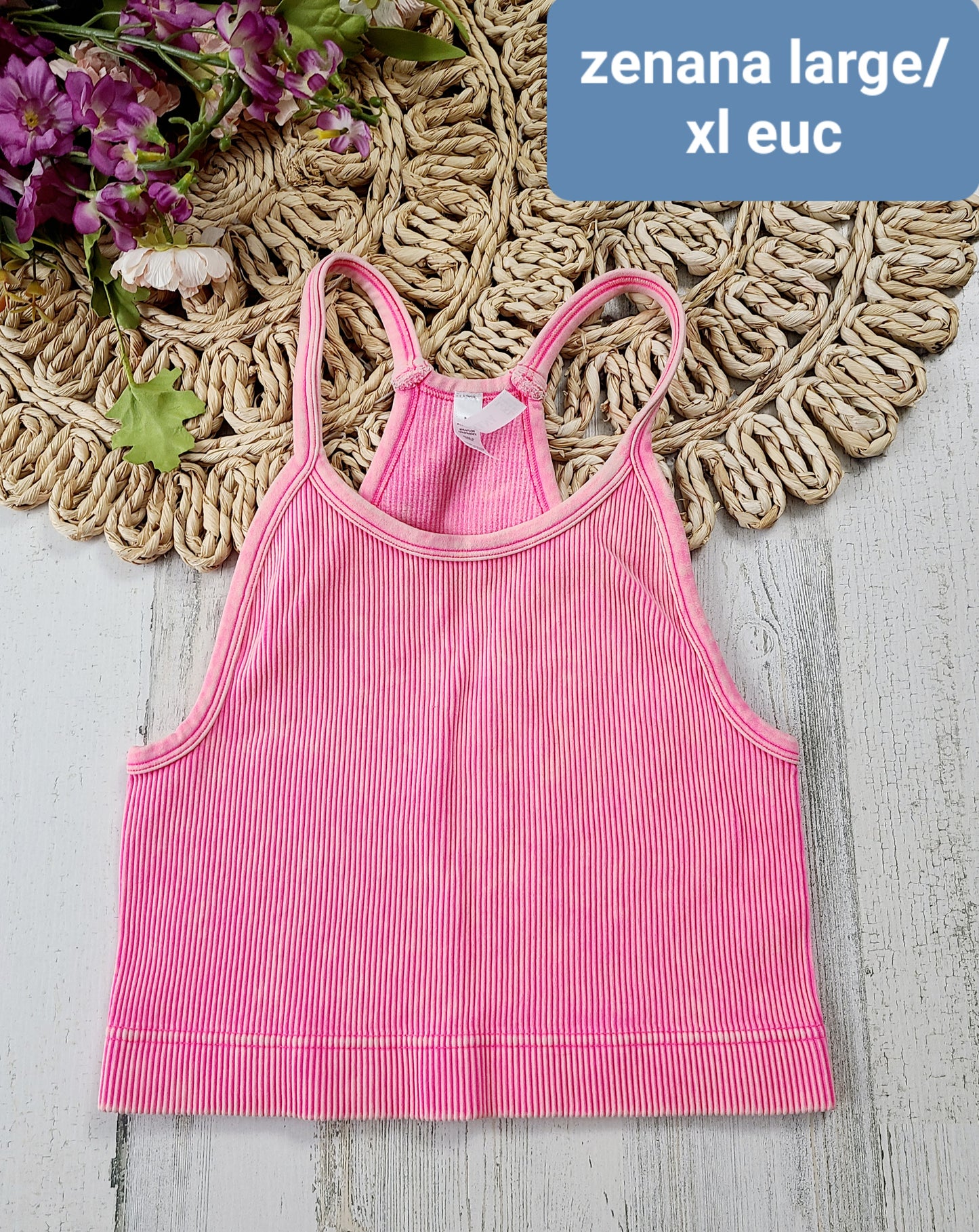 zenana pink ribbed crop tank