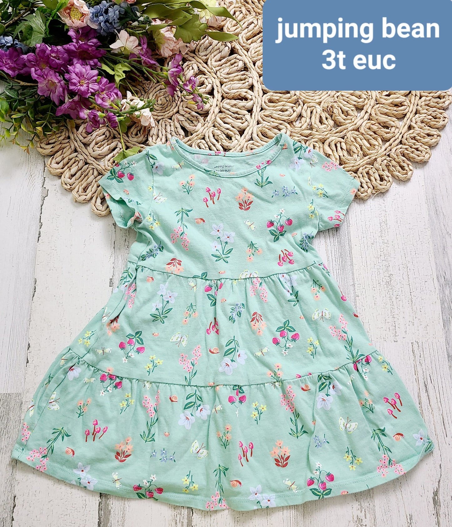 mint green floral jumping bean dress