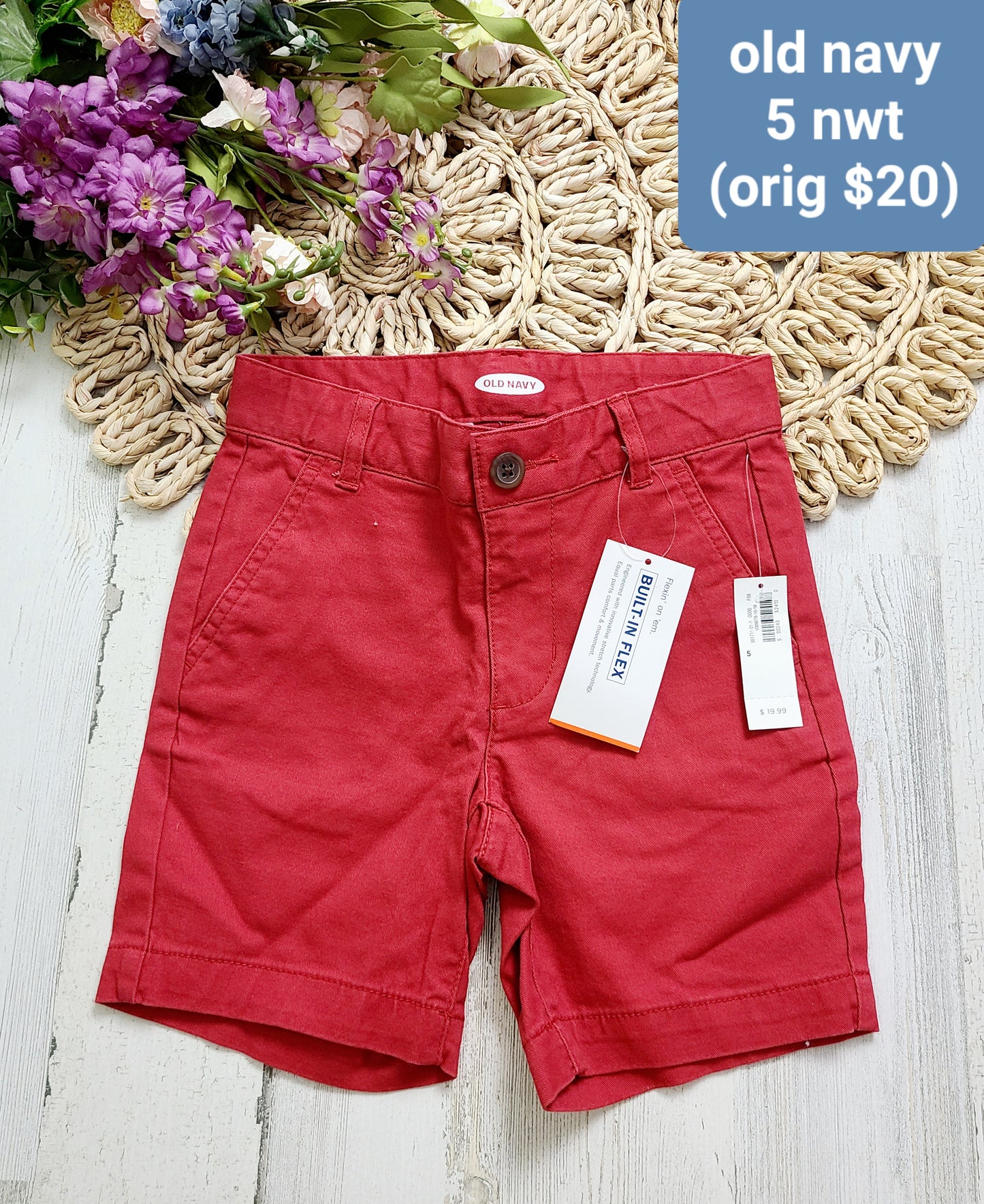 new old navy red boys shorts adjustable