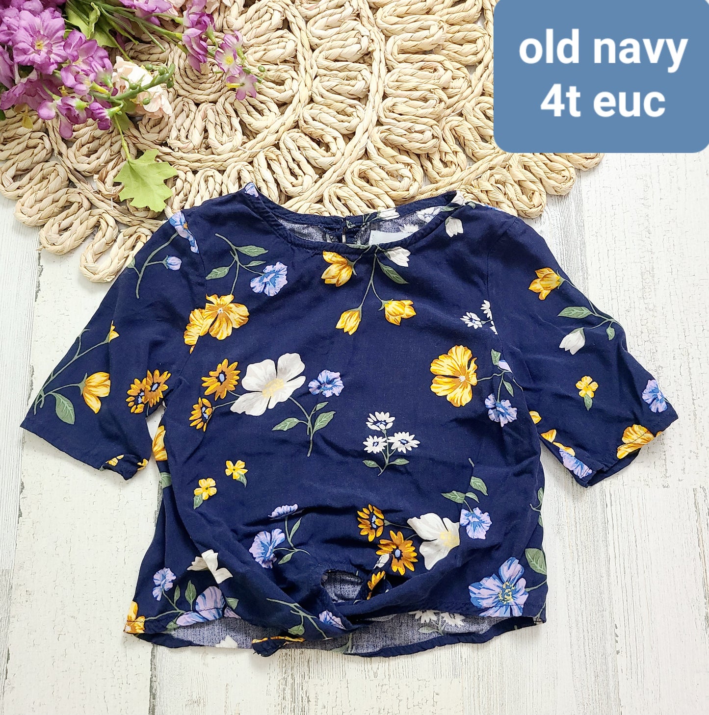 old navy navy yellow floral