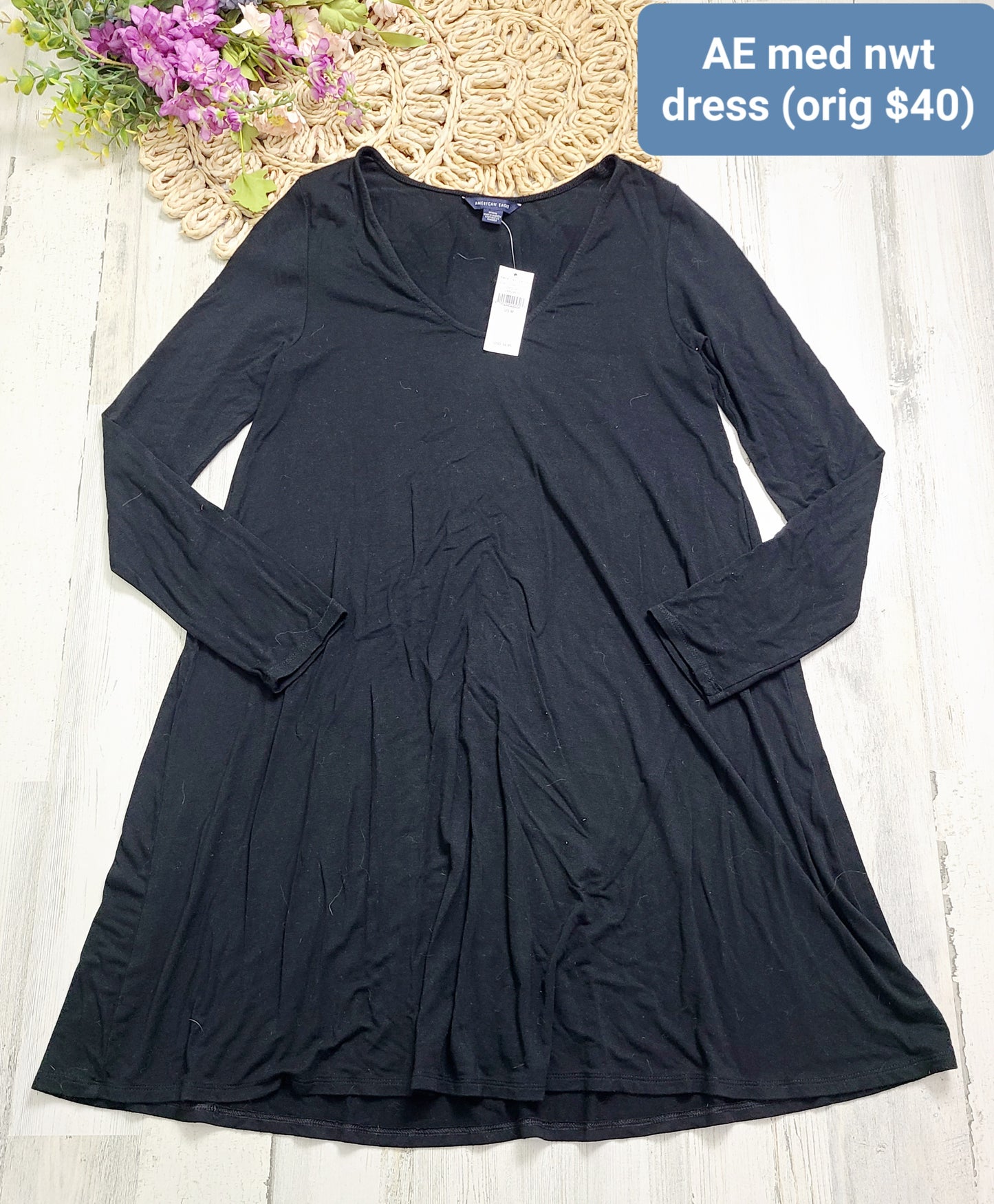 new ae long sleeve dress black