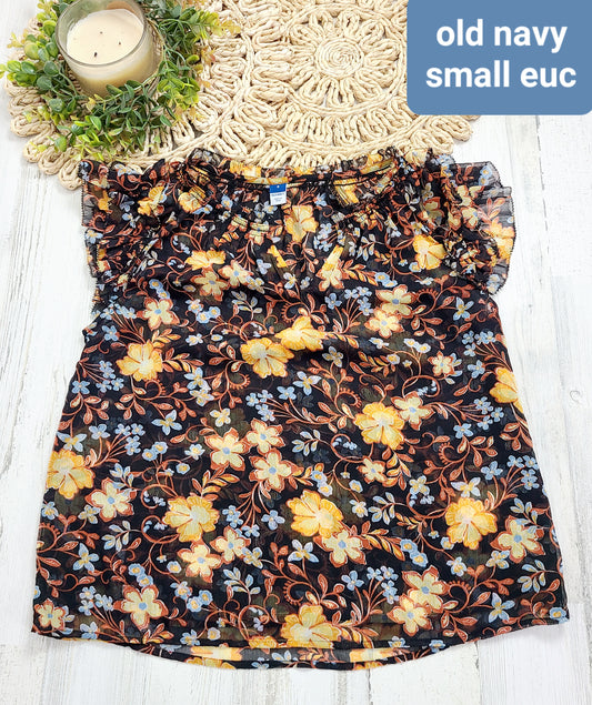 mustard floral old navy short sleeve