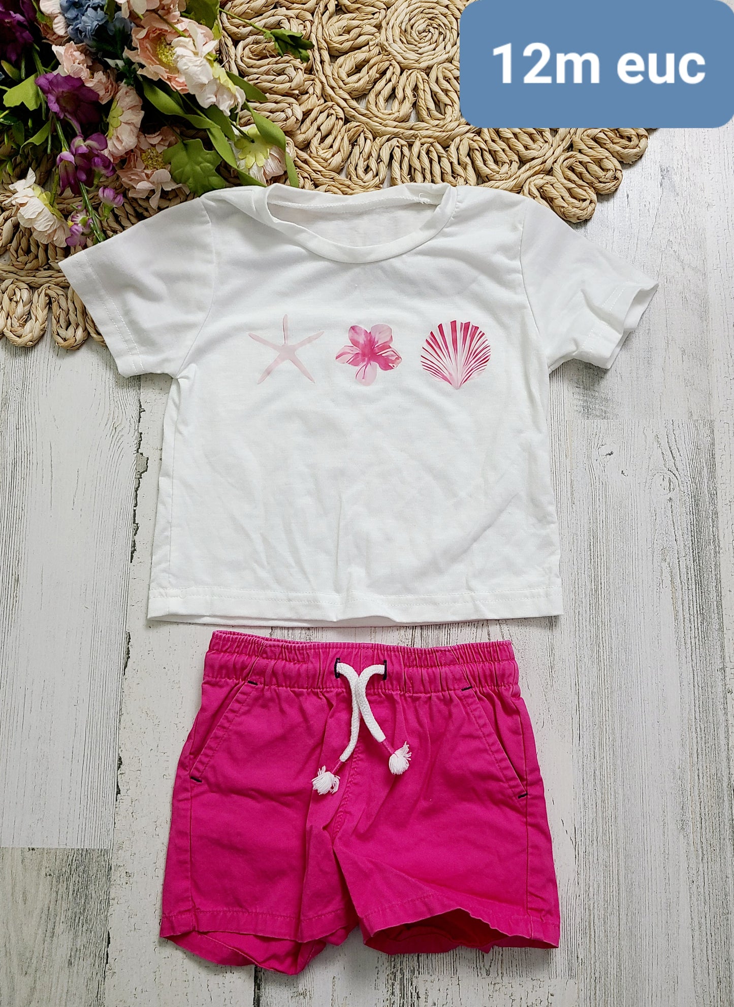 ocean tee pink shorts 12m
