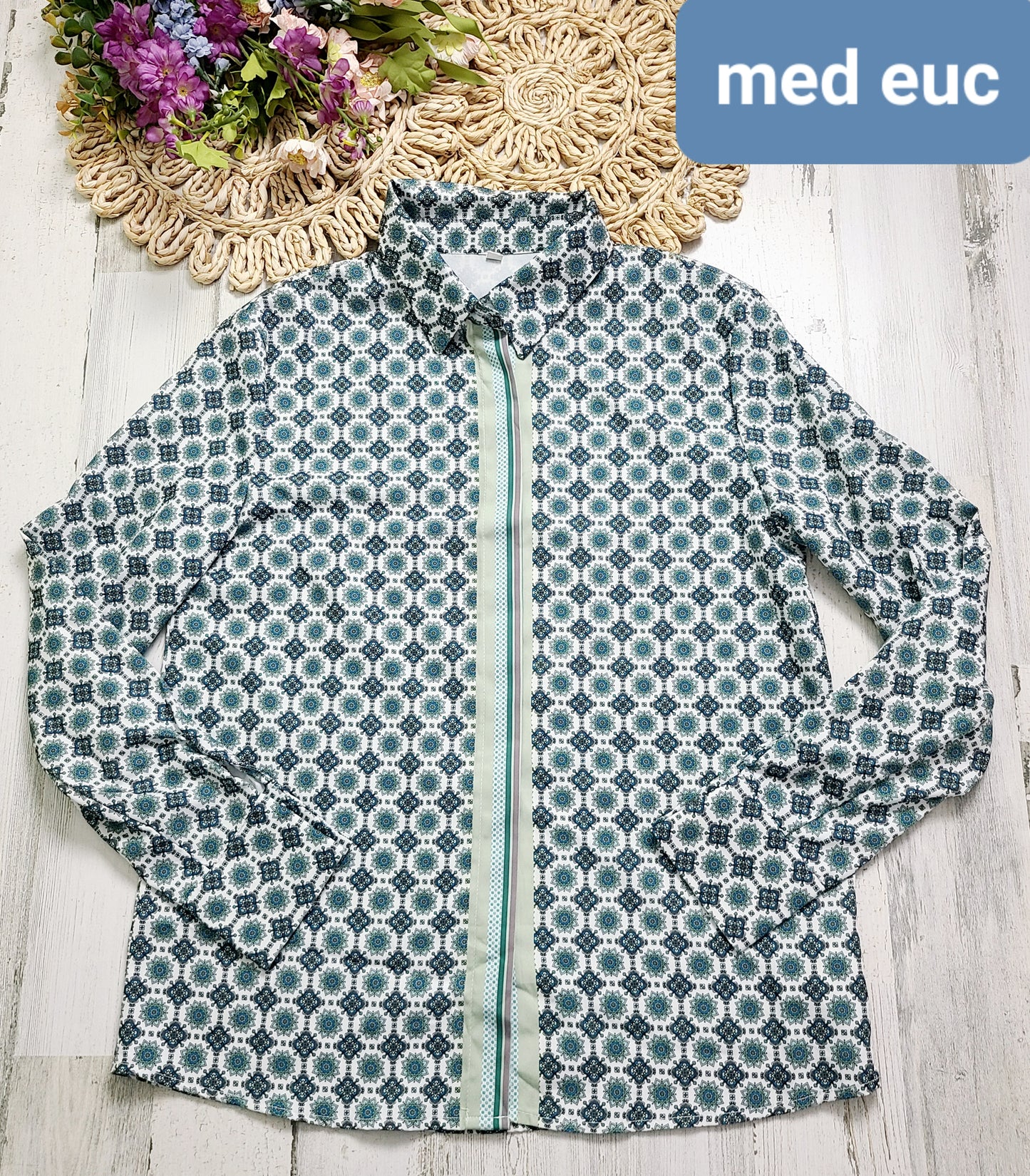 green patterned blouse no brand