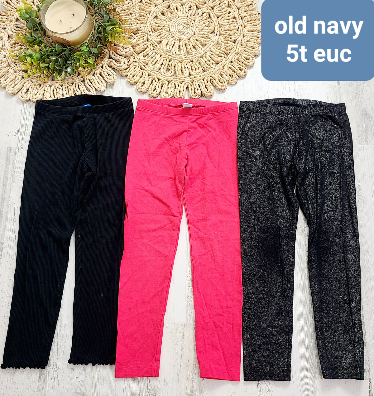 old navy black and pink 3 pairs of leggings