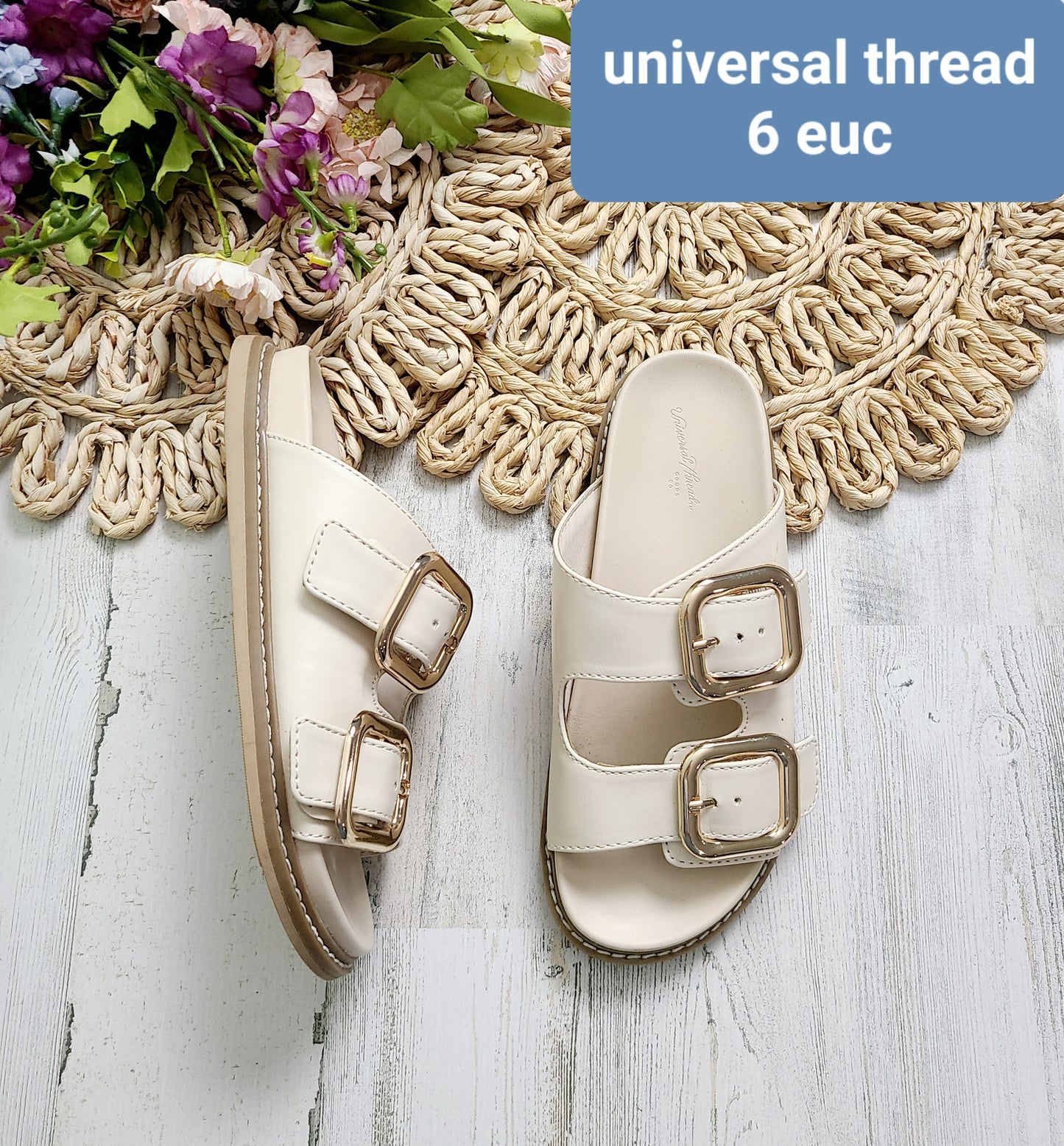 universal thread white buckle sandals