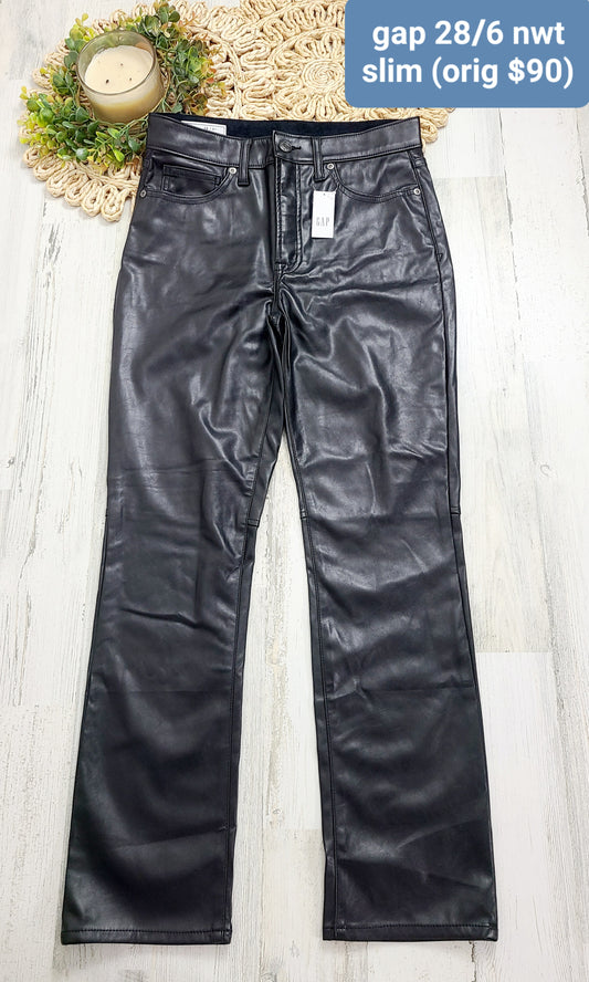 faux leather gap new slim pants