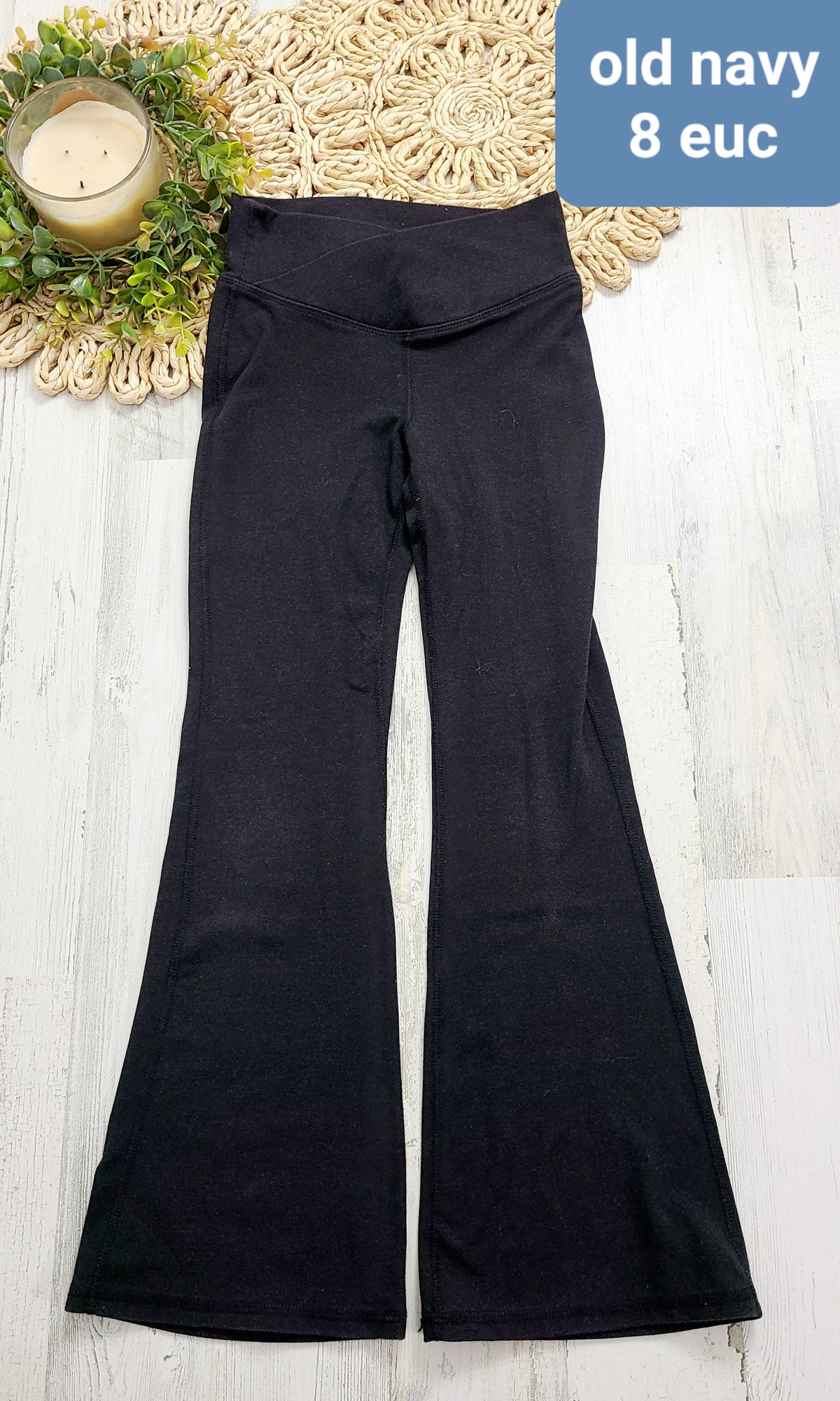 black crossover waistband old navy flare