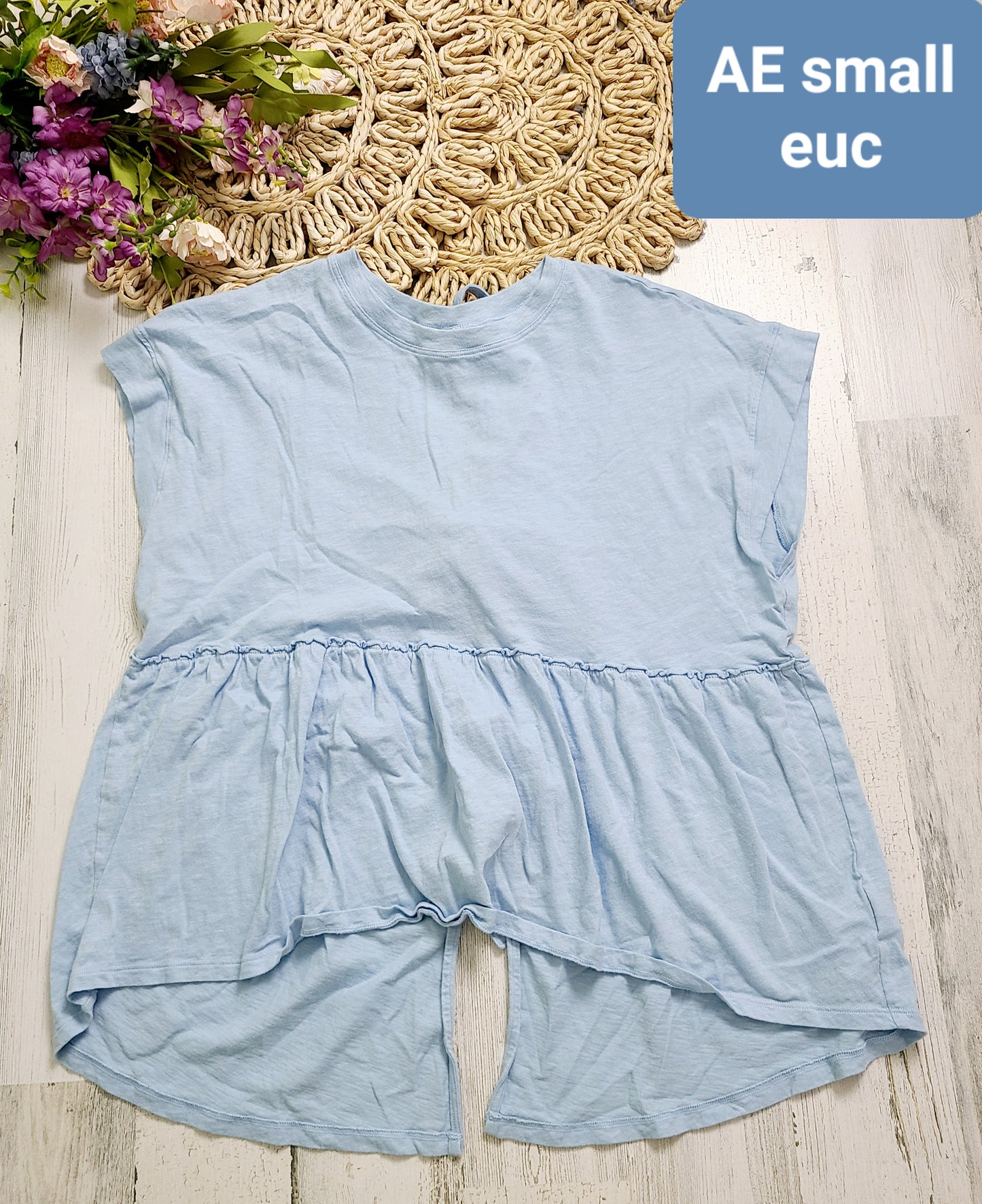 ae peplum blue top back ties