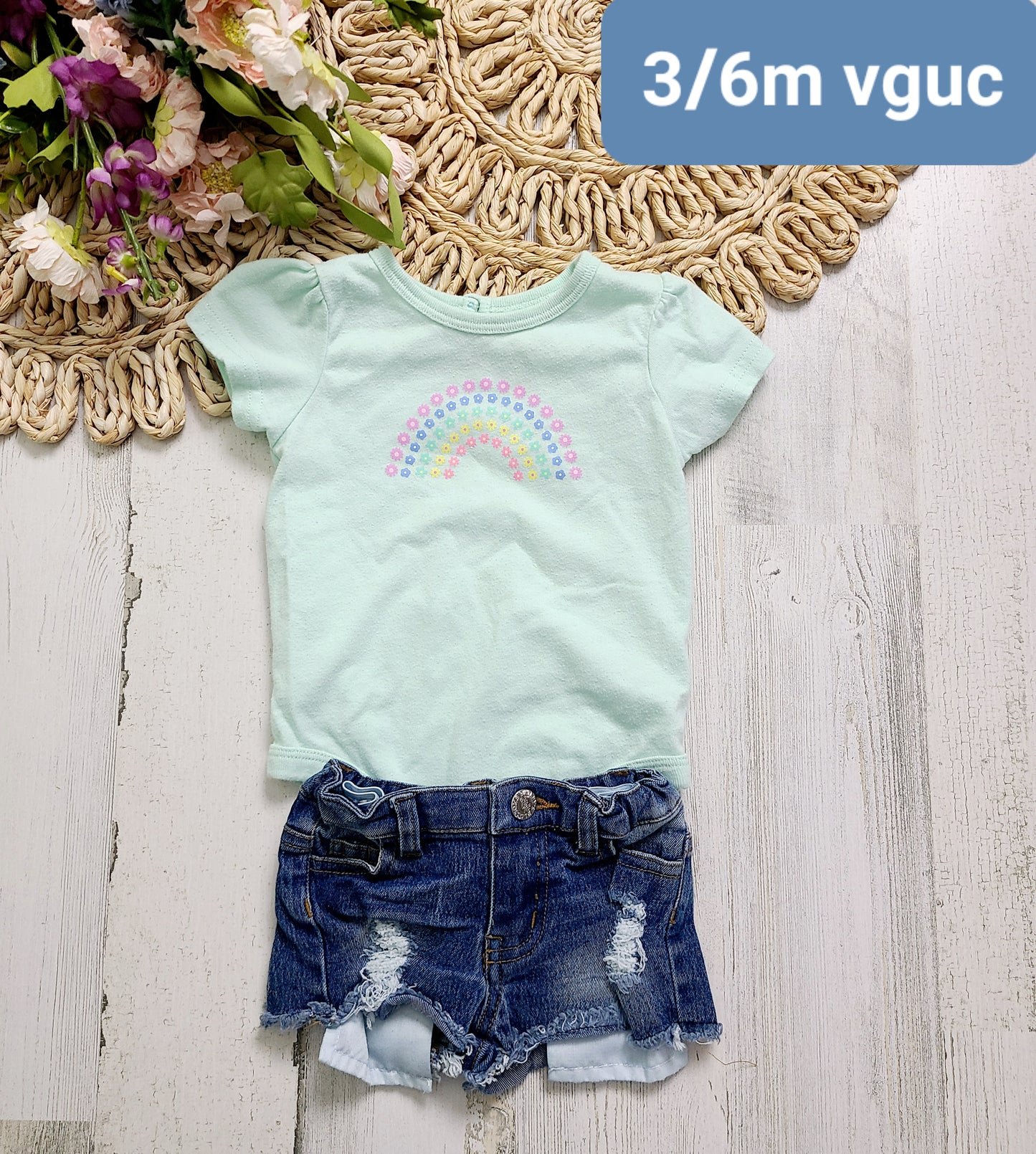 rainbow top distressed jean shorts