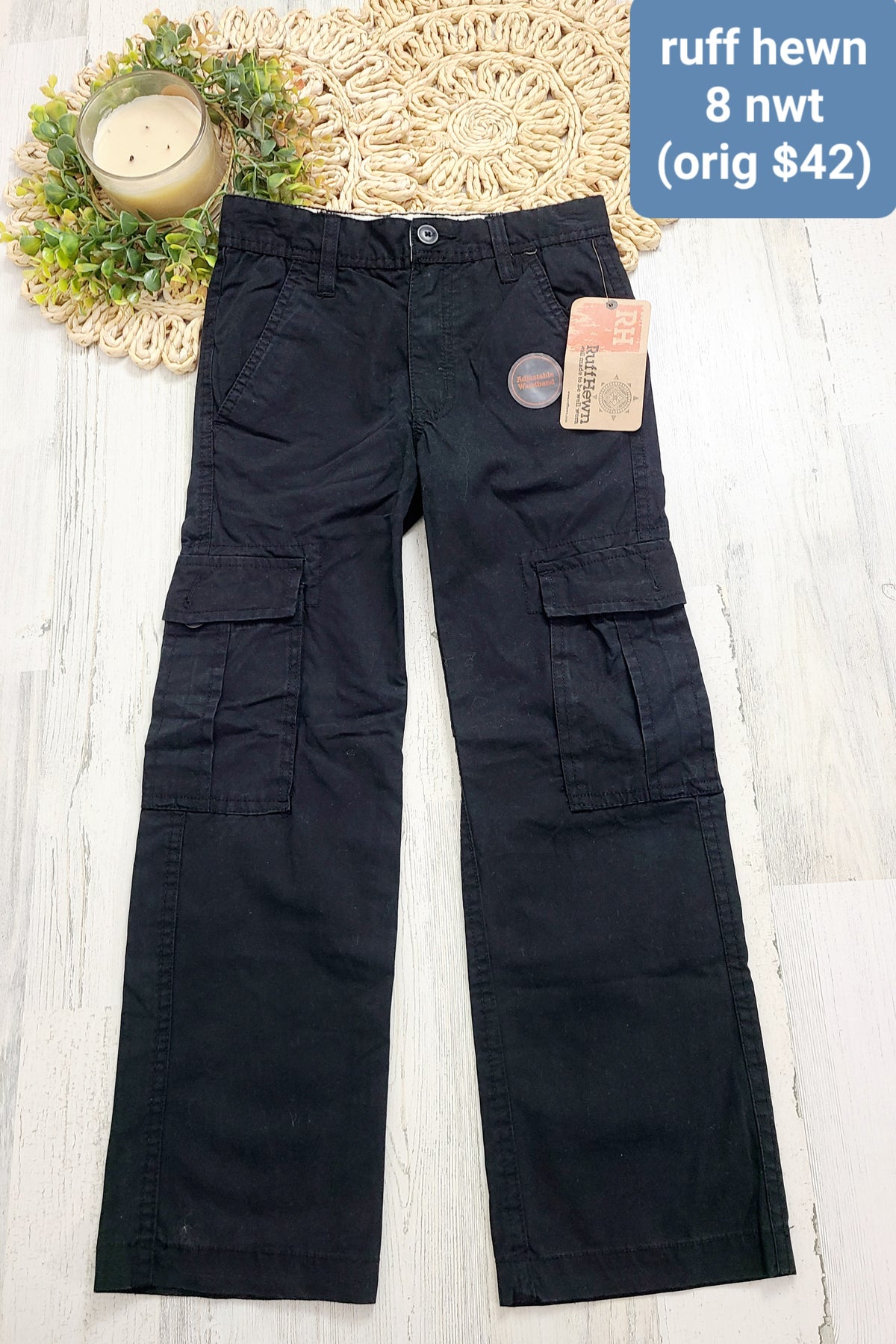 new ruff hewn black cargo pants