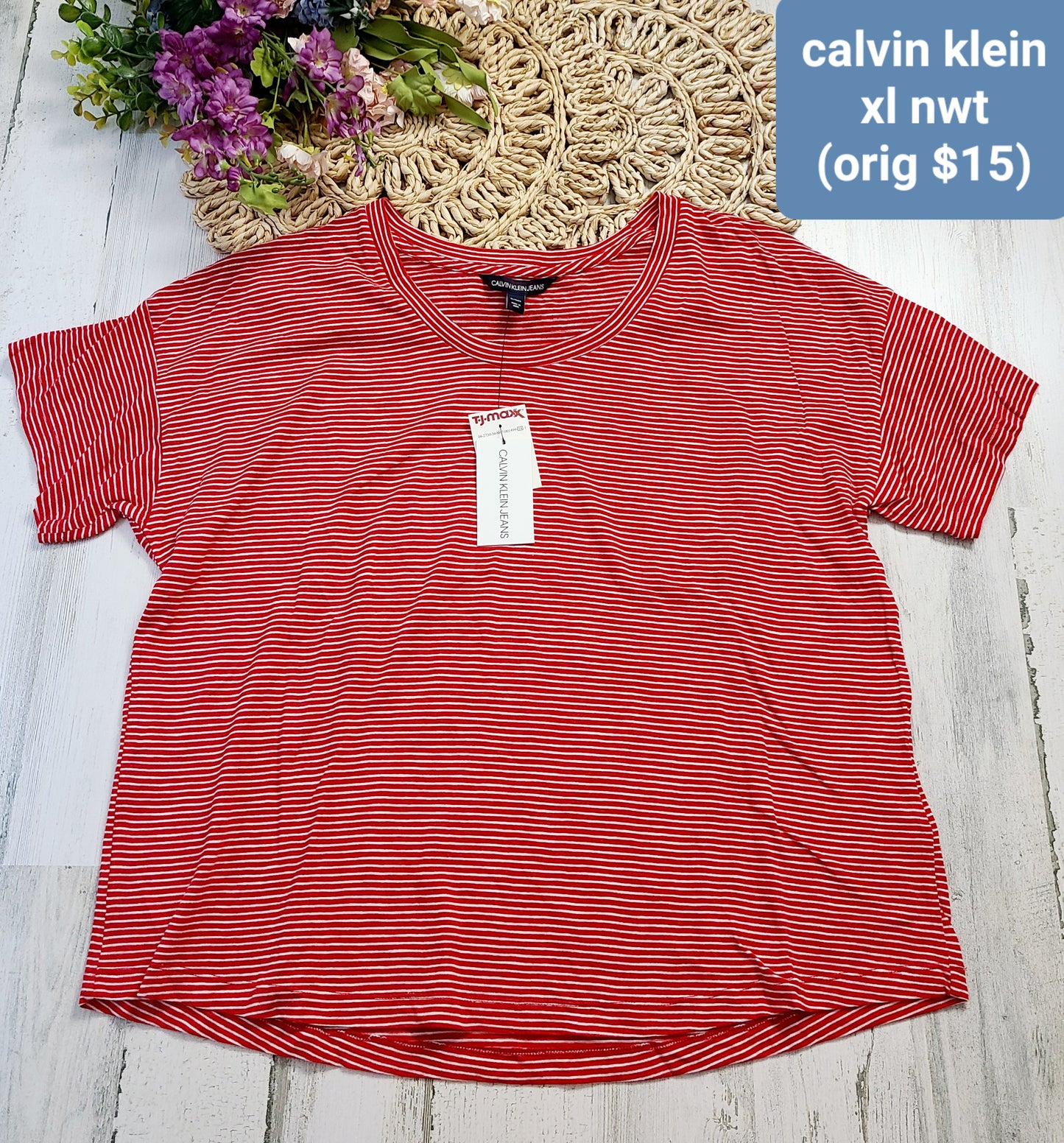 new calvin klein striped tee