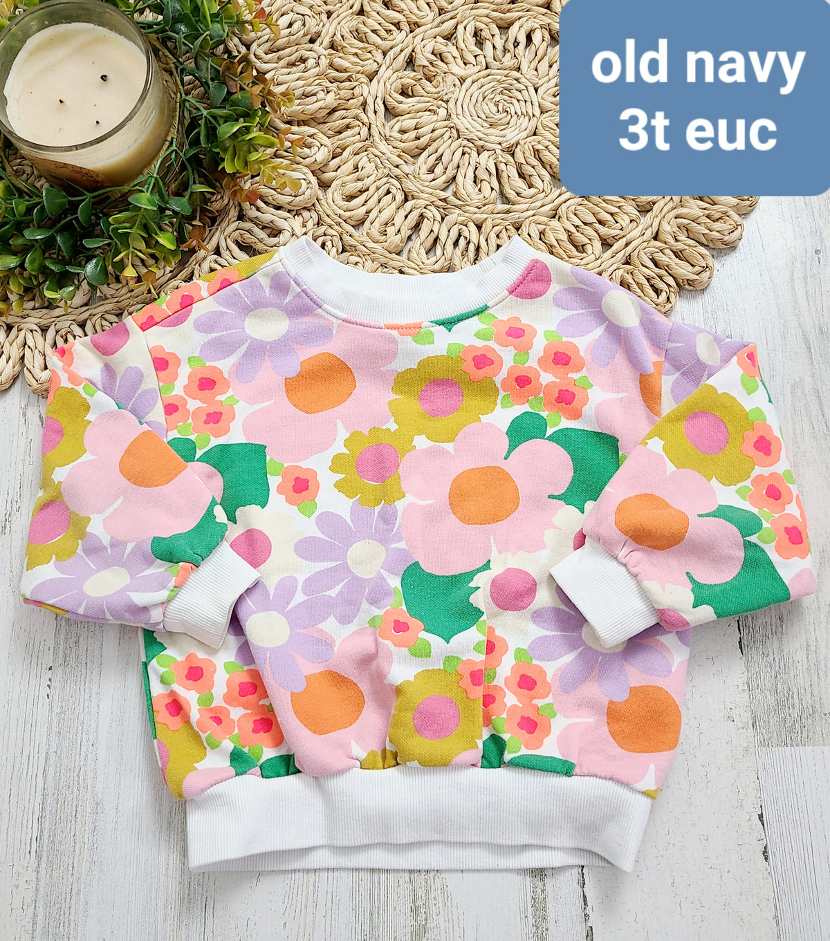 pink and purple flowers crewneck old navy