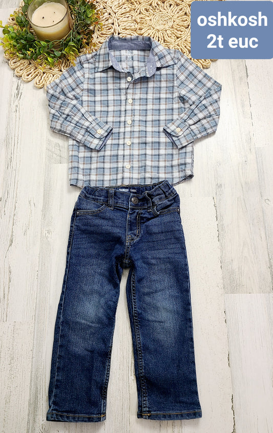 blue plaid oshkosh with jeans