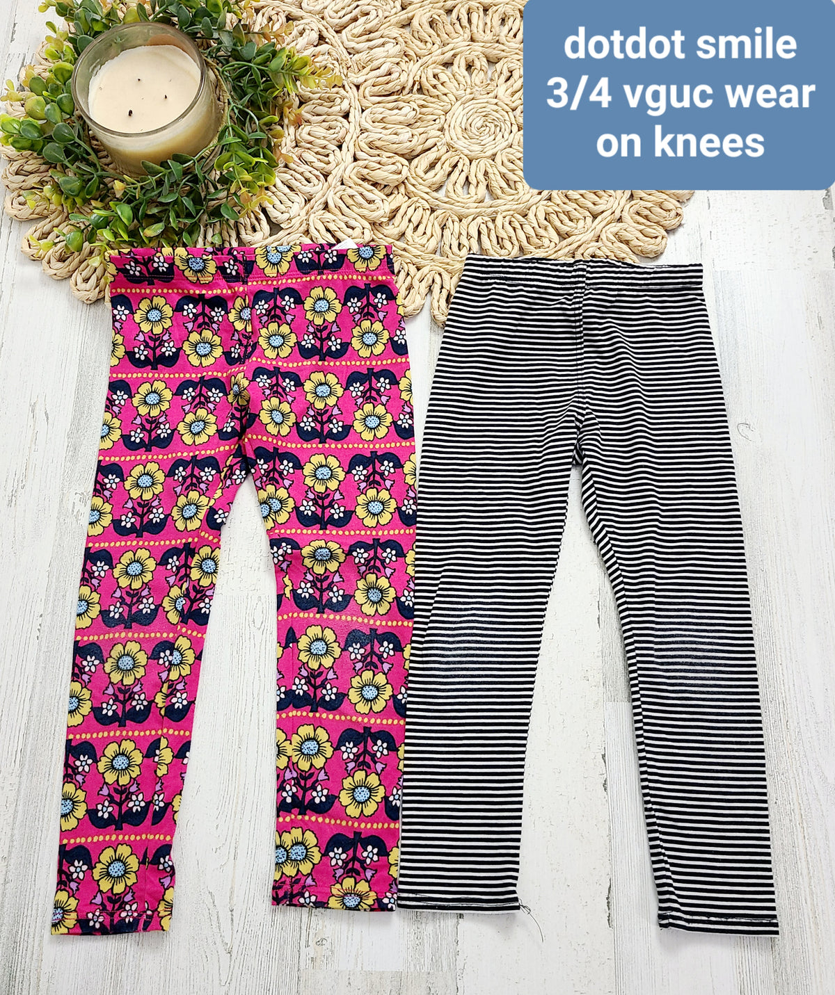2 pairs leggings stripe and colorful dotdot smile