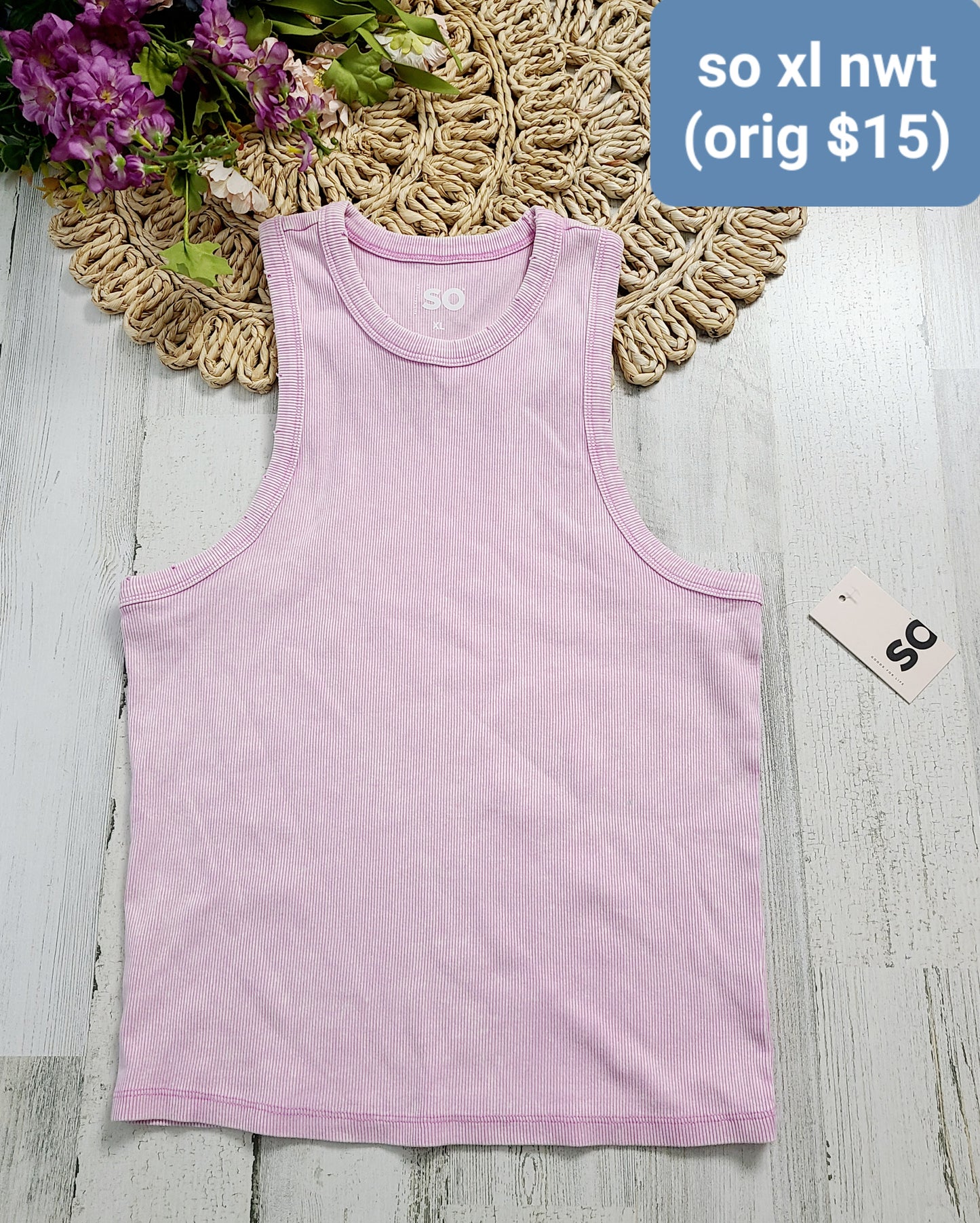 pink xl new ribbed tank