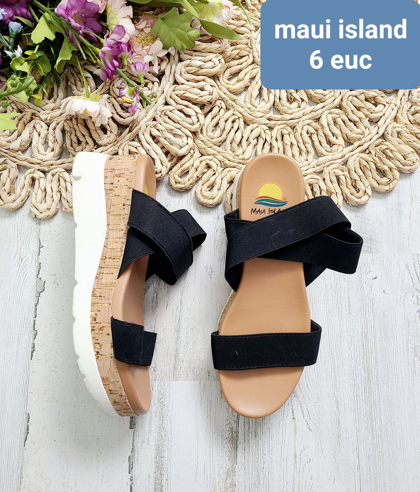 Maui sandals wedge black