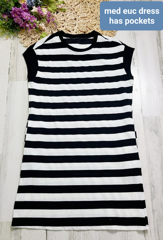 black white striped no brand dress