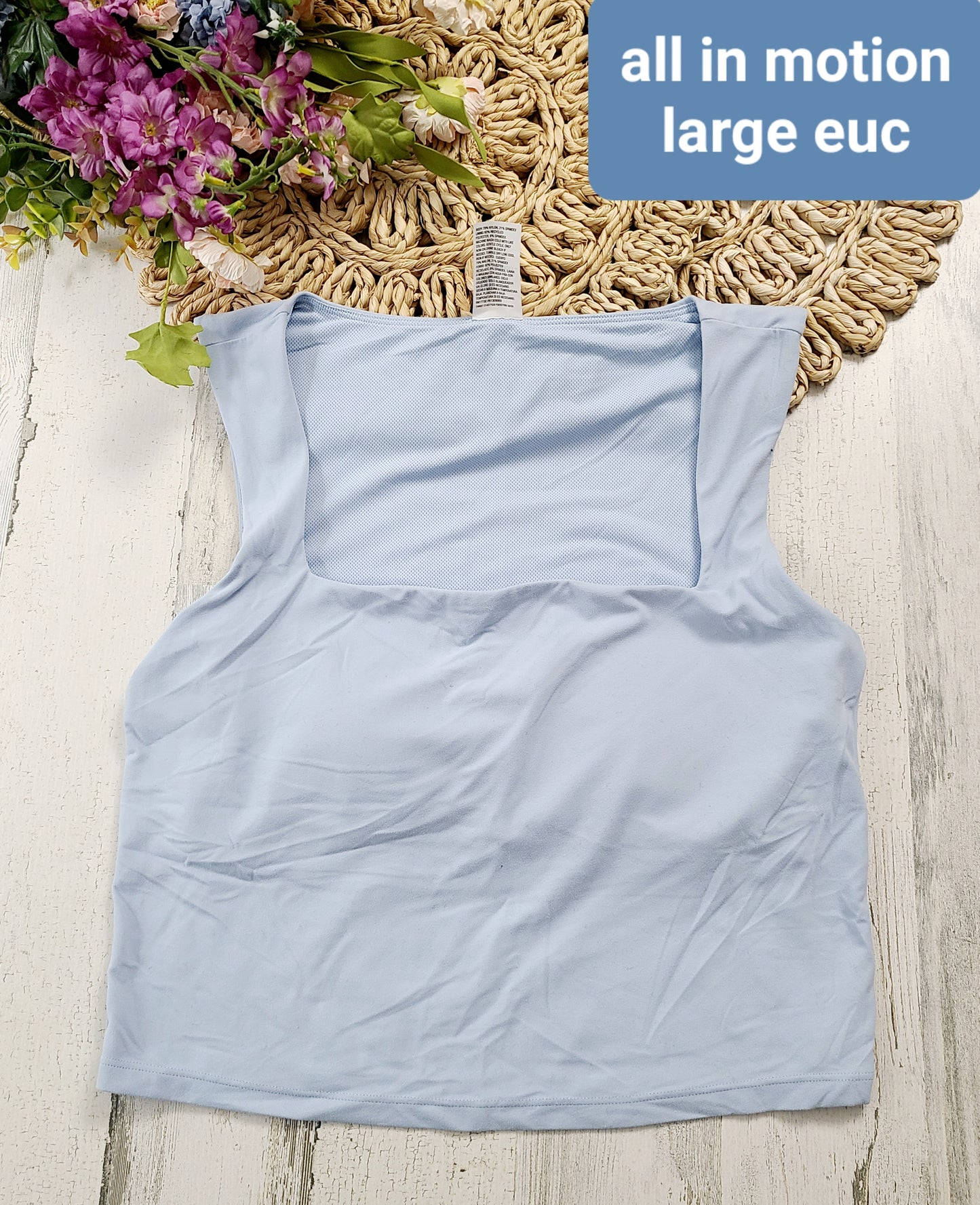 all in motion blue square neck tank