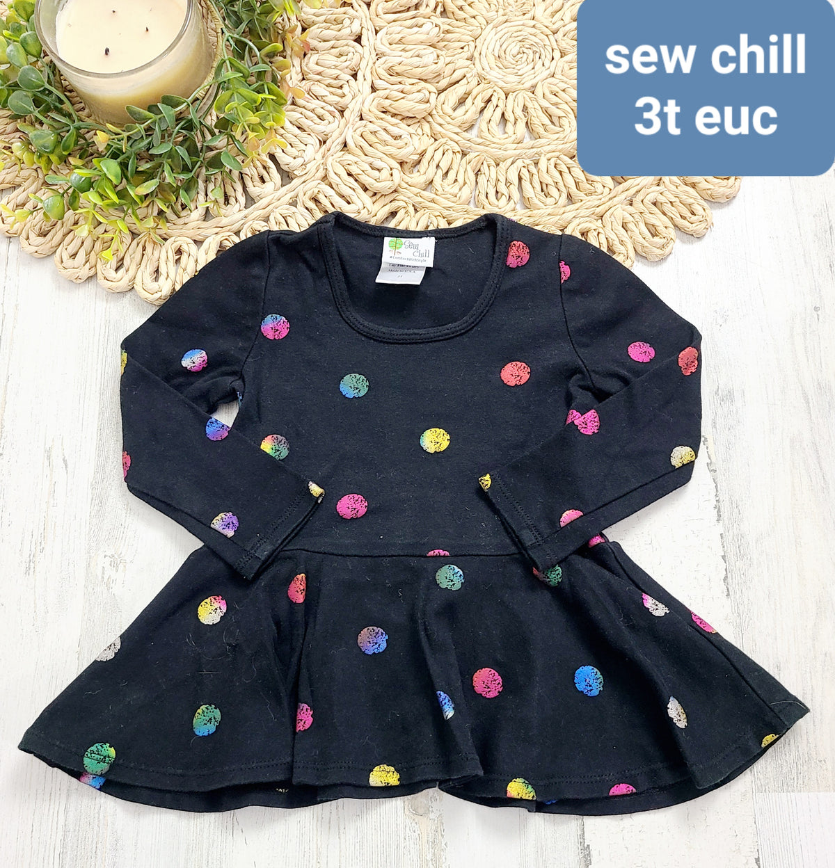 rainbow and black polka dot top sew chill