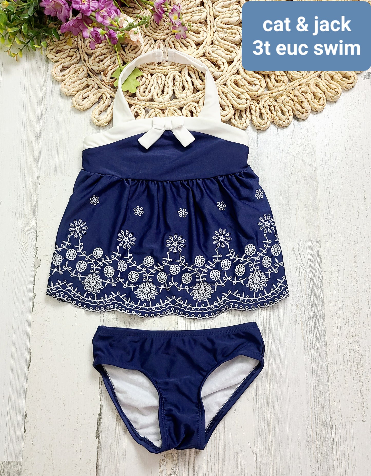 embroidered navy swim cat&jack