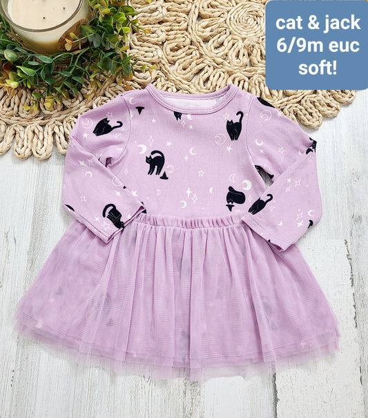 purple cat and moon 6/9m