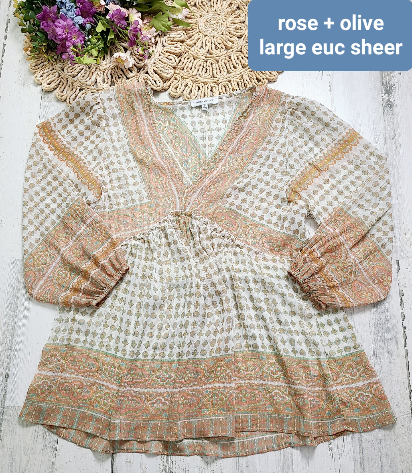 rose+olive large sheer top