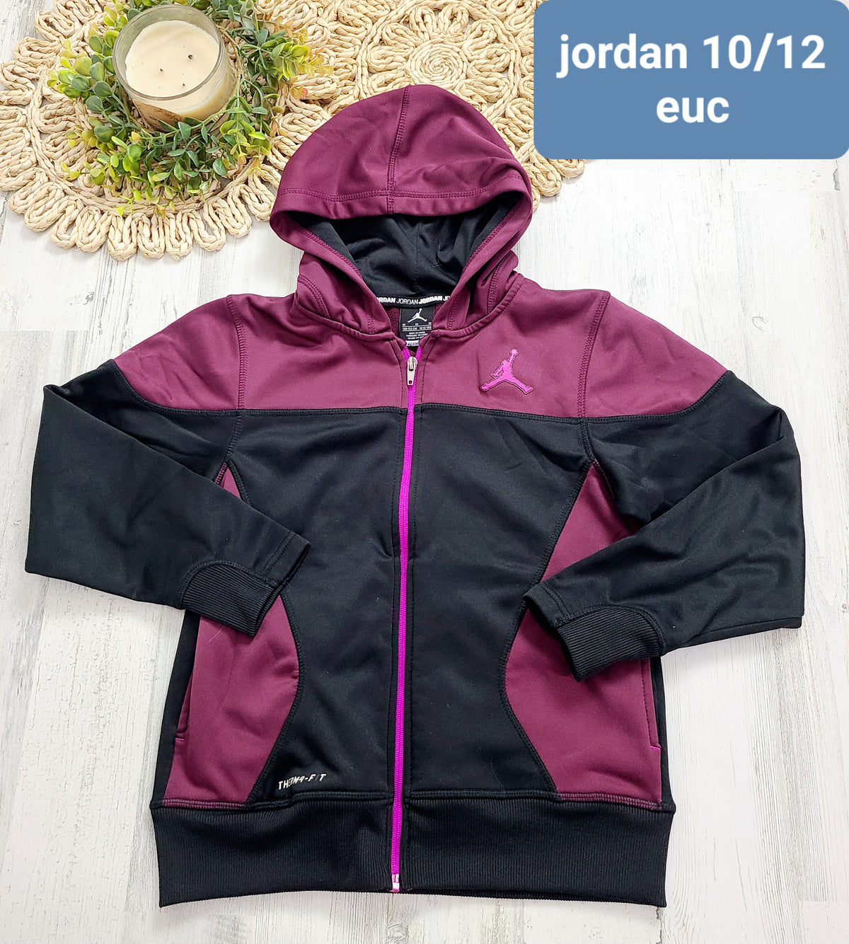 jordan black and pink zip boys