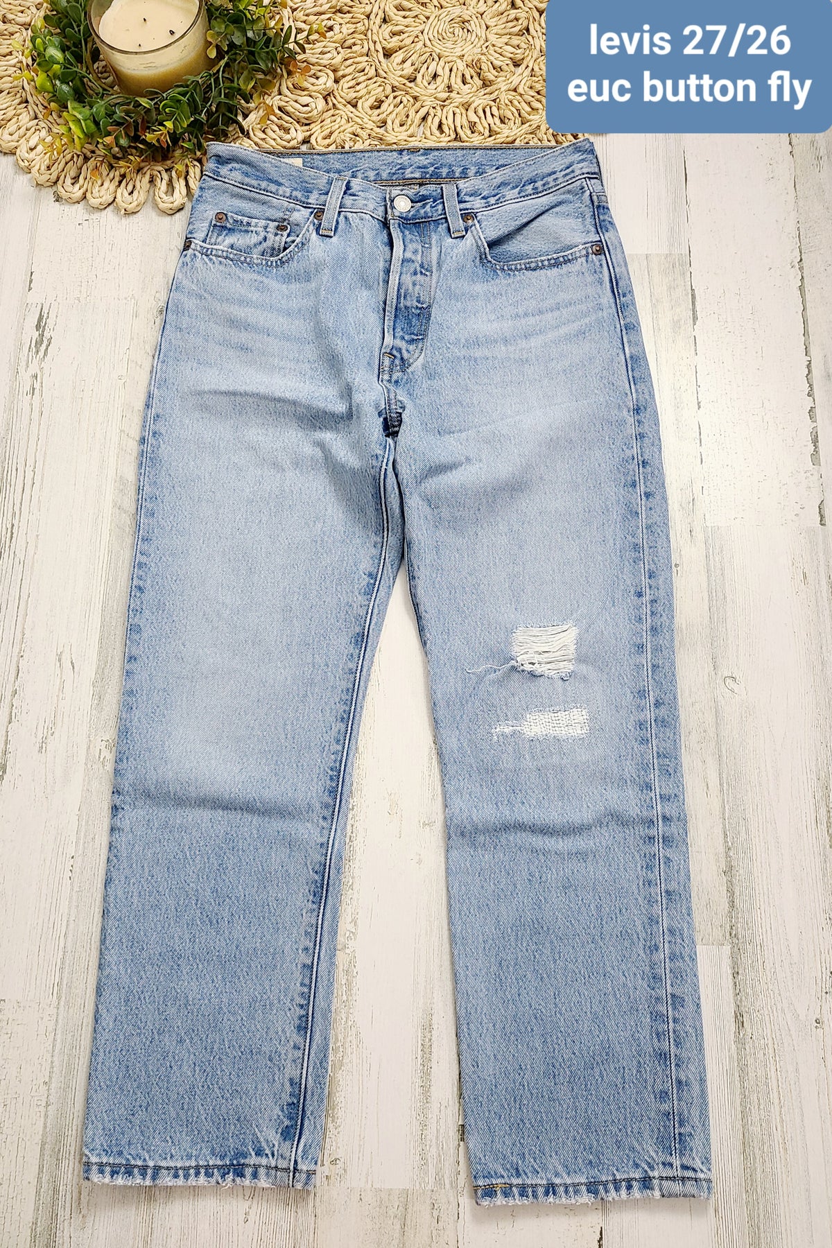 27/26 length levis button fly