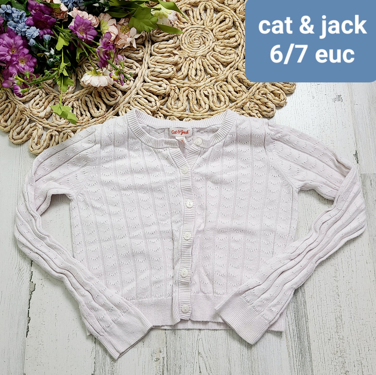 cat&jack ribbed eyelet cardigan
