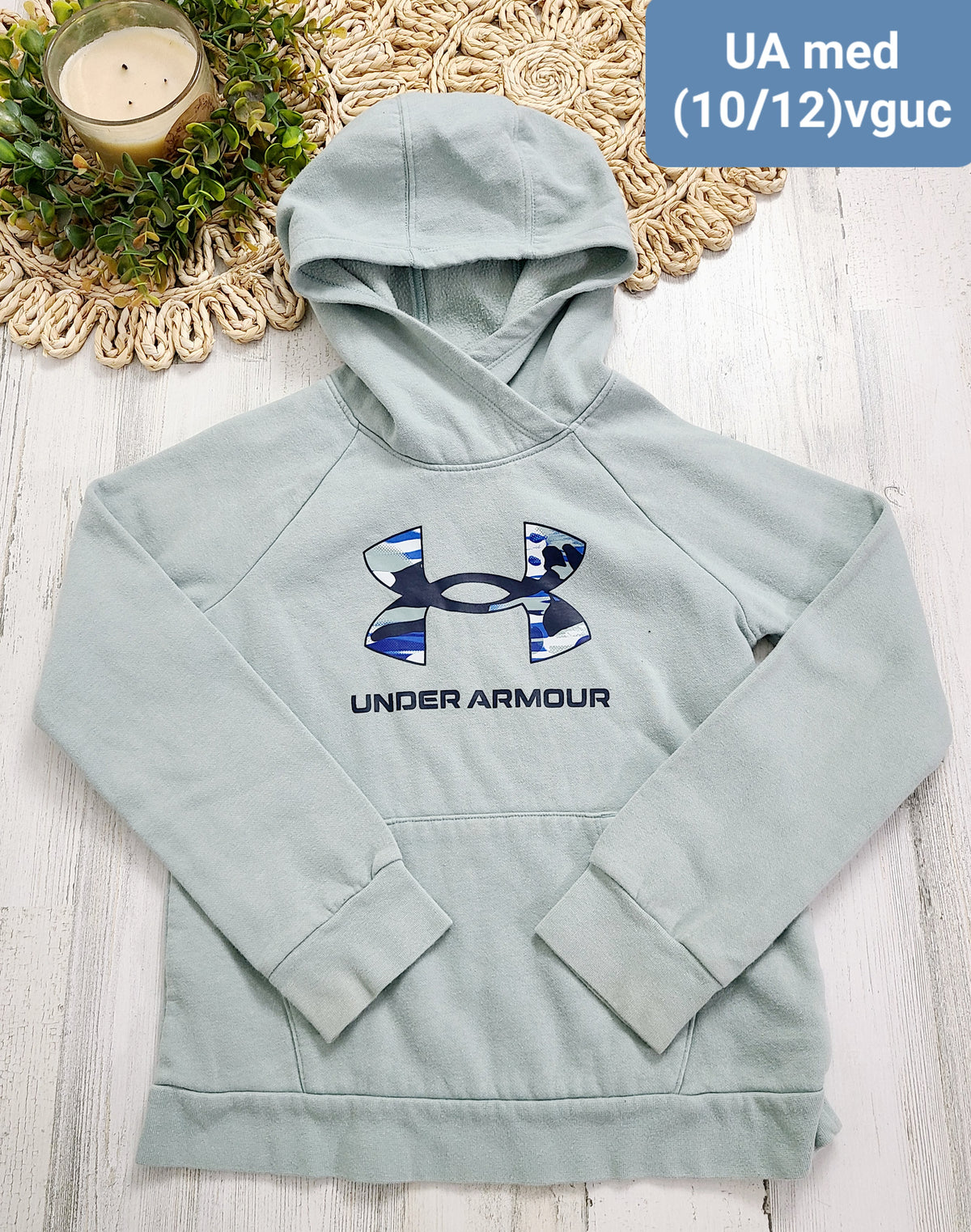 mint 10/12y UA hoodie camo logo