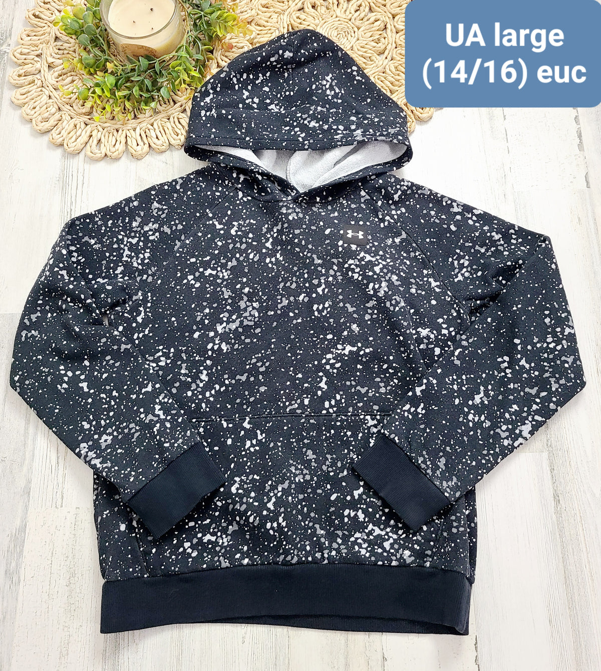 speckled hoodie gray black ua