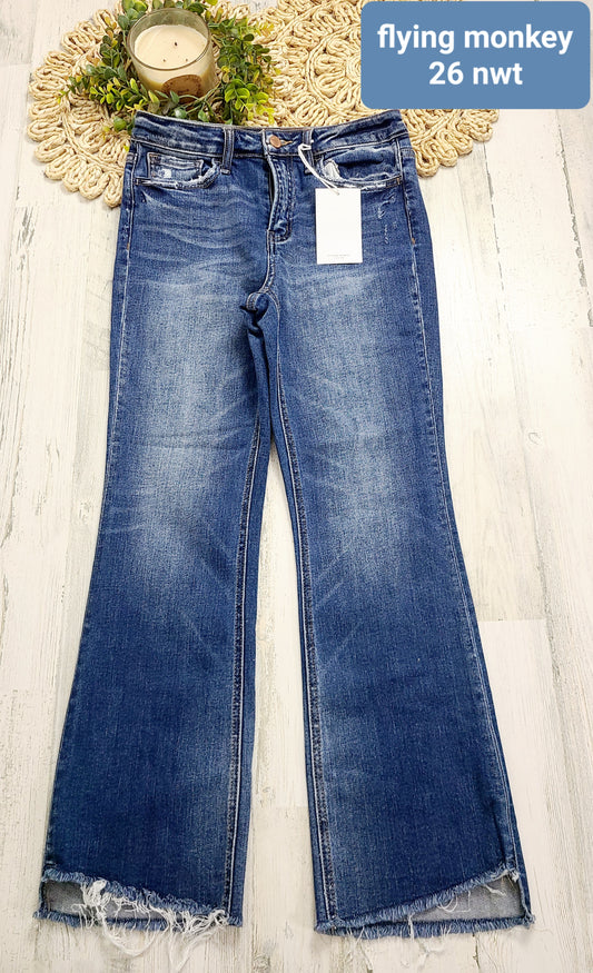 new flying monkey ankle raw hem jeans