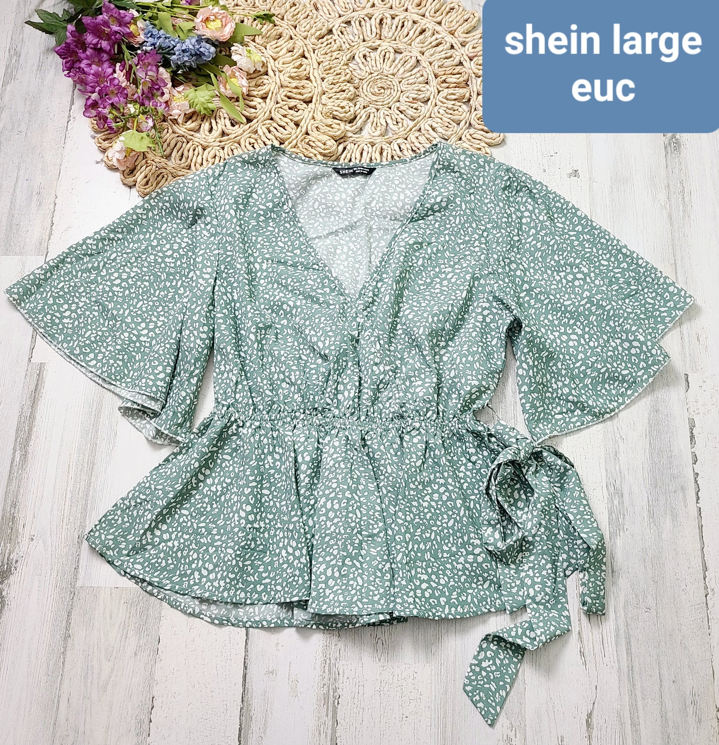 shein tie belted top