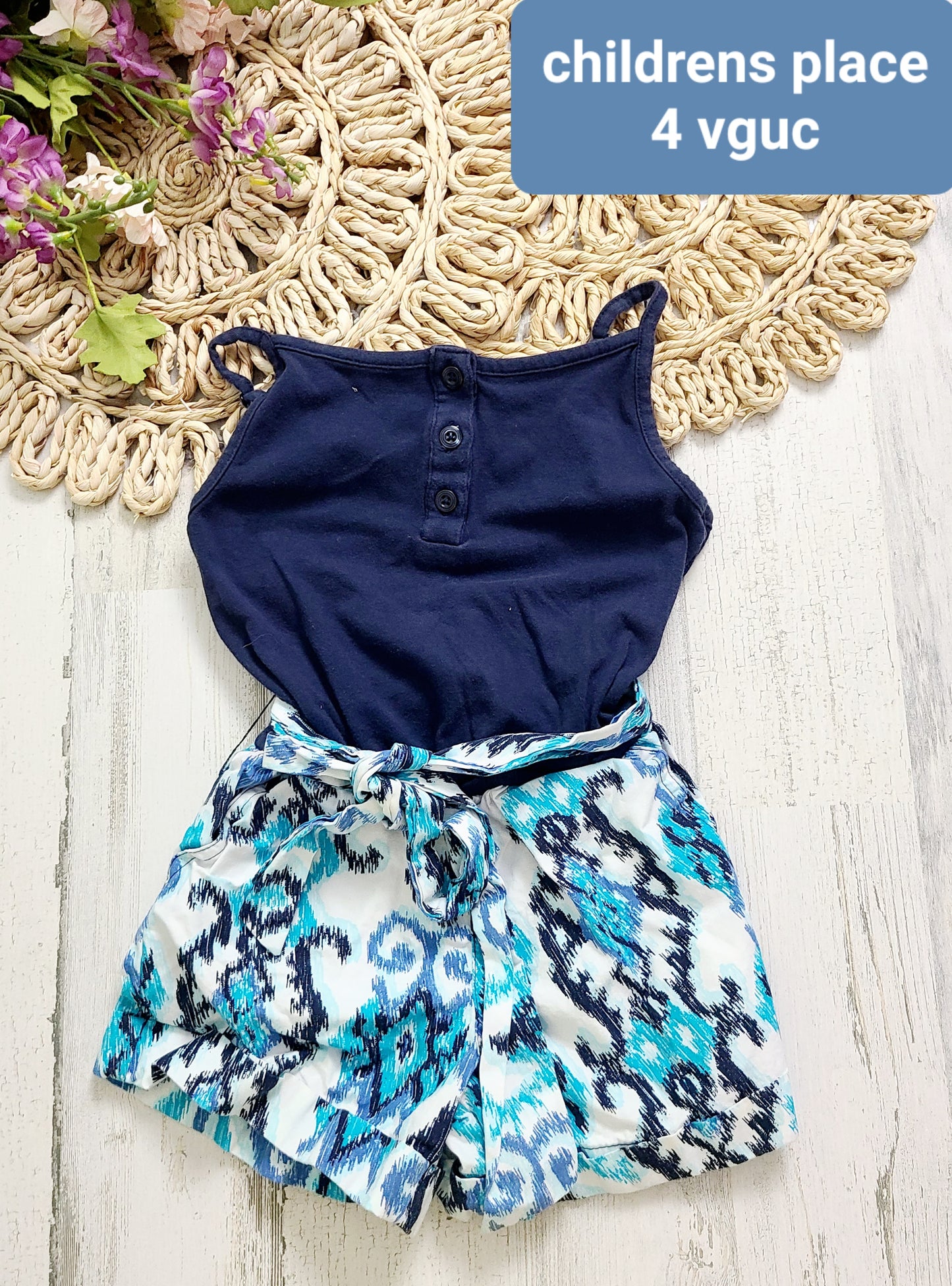 childrens place navy aqua romper