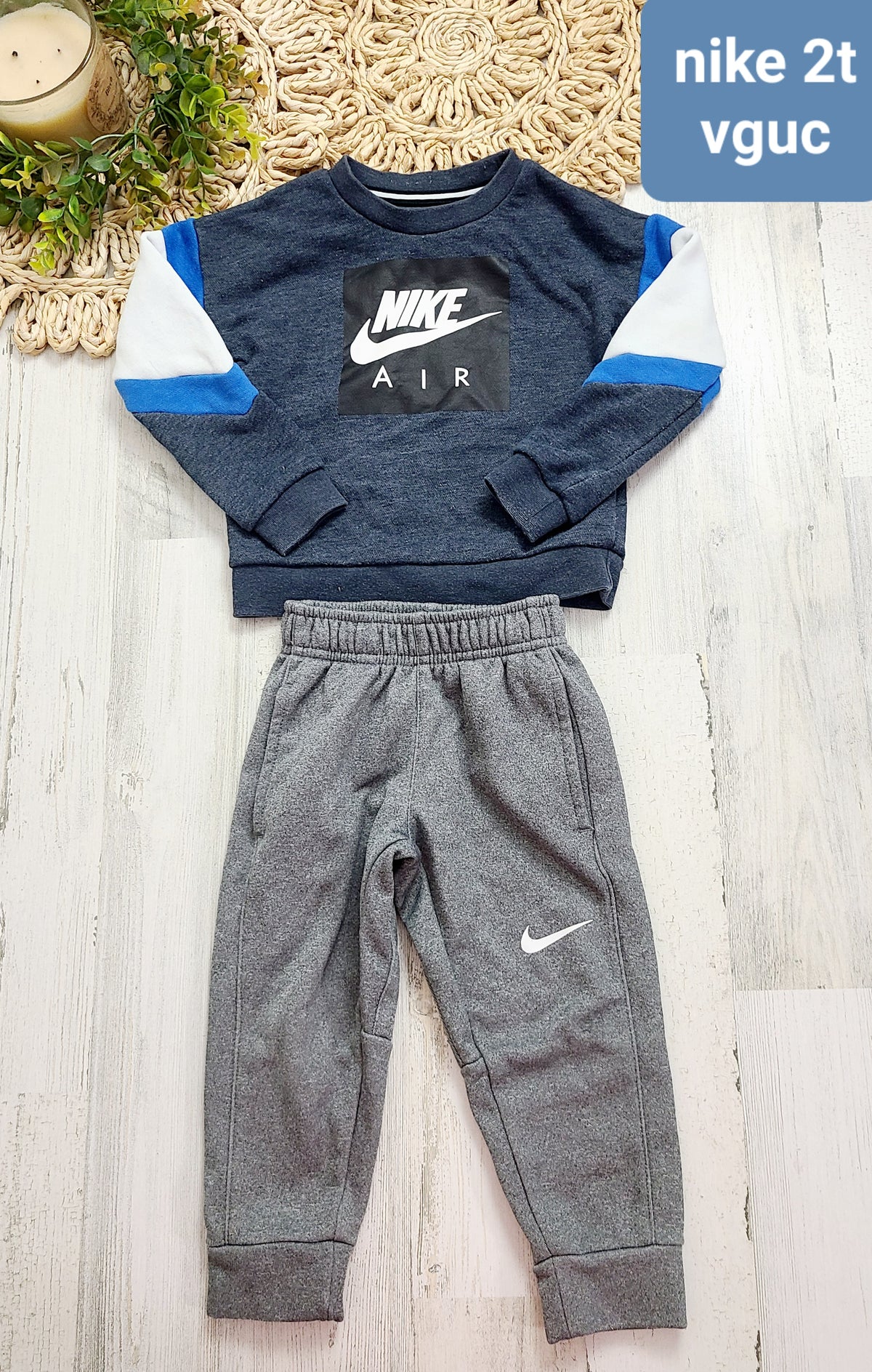 nike air crewneck and gray joggers
