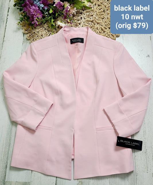 baby pink blazer black label nwt