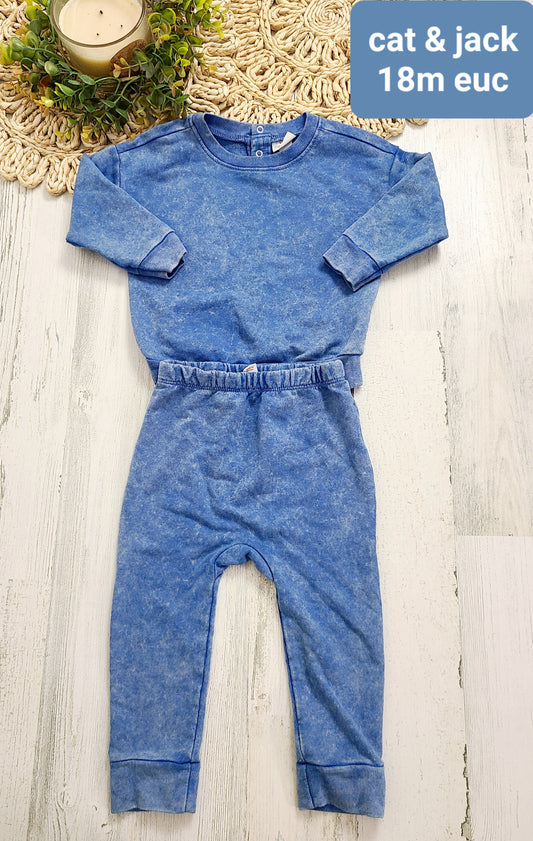acid wash blue cat & jack set