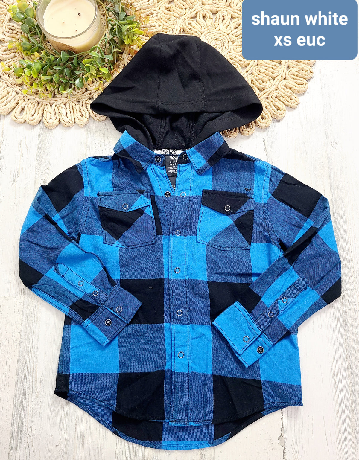 black blue plaid hood shaun white