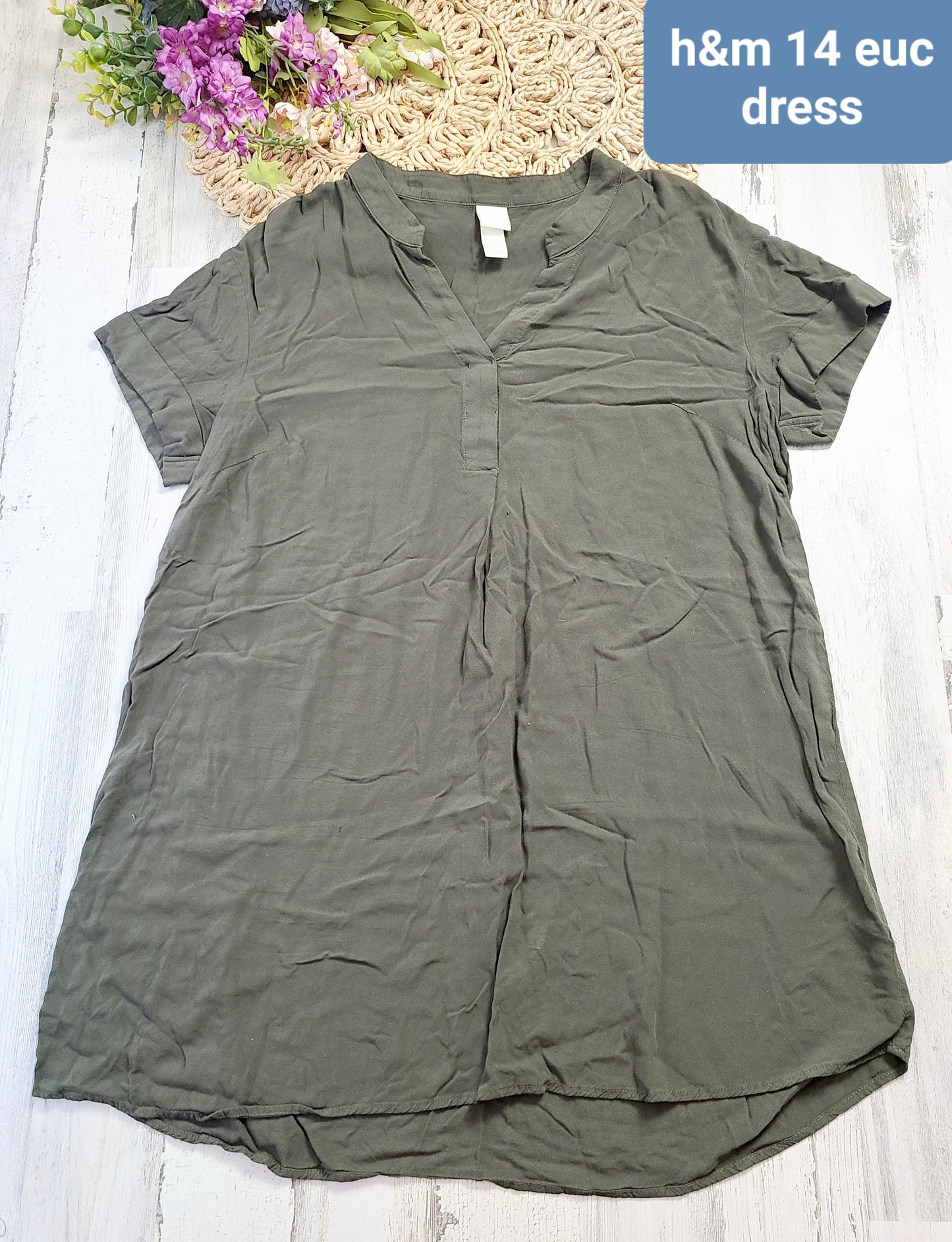h&m olive dress 14