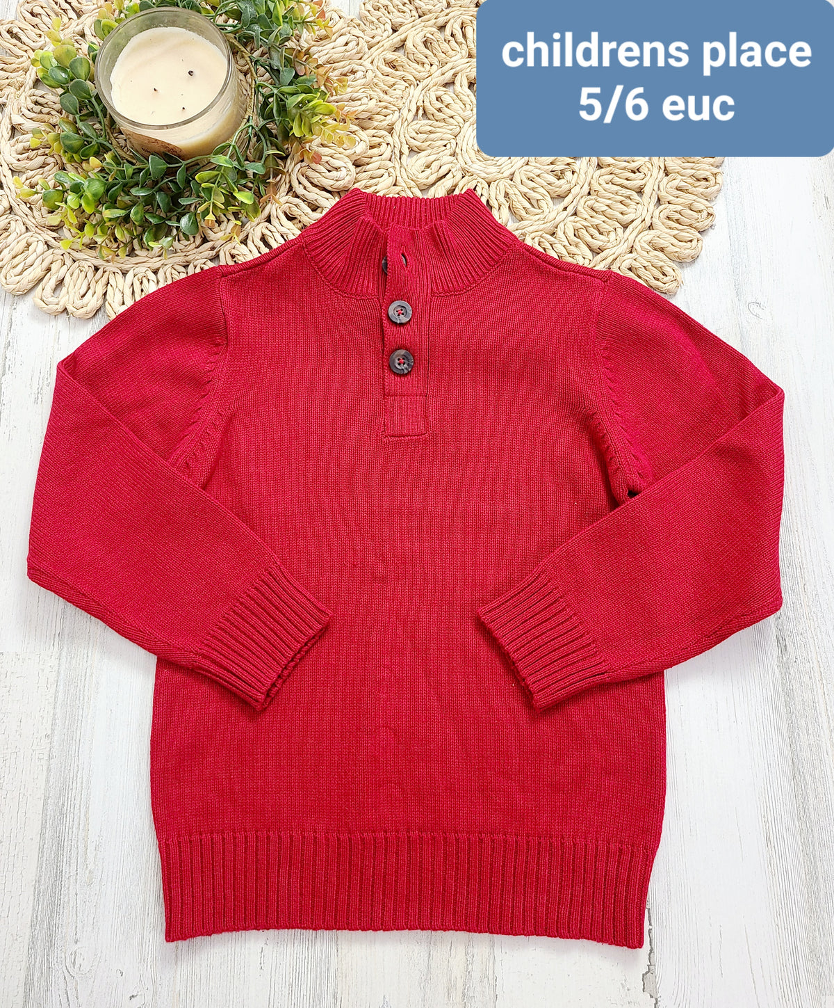 red sweater button neck childrens place