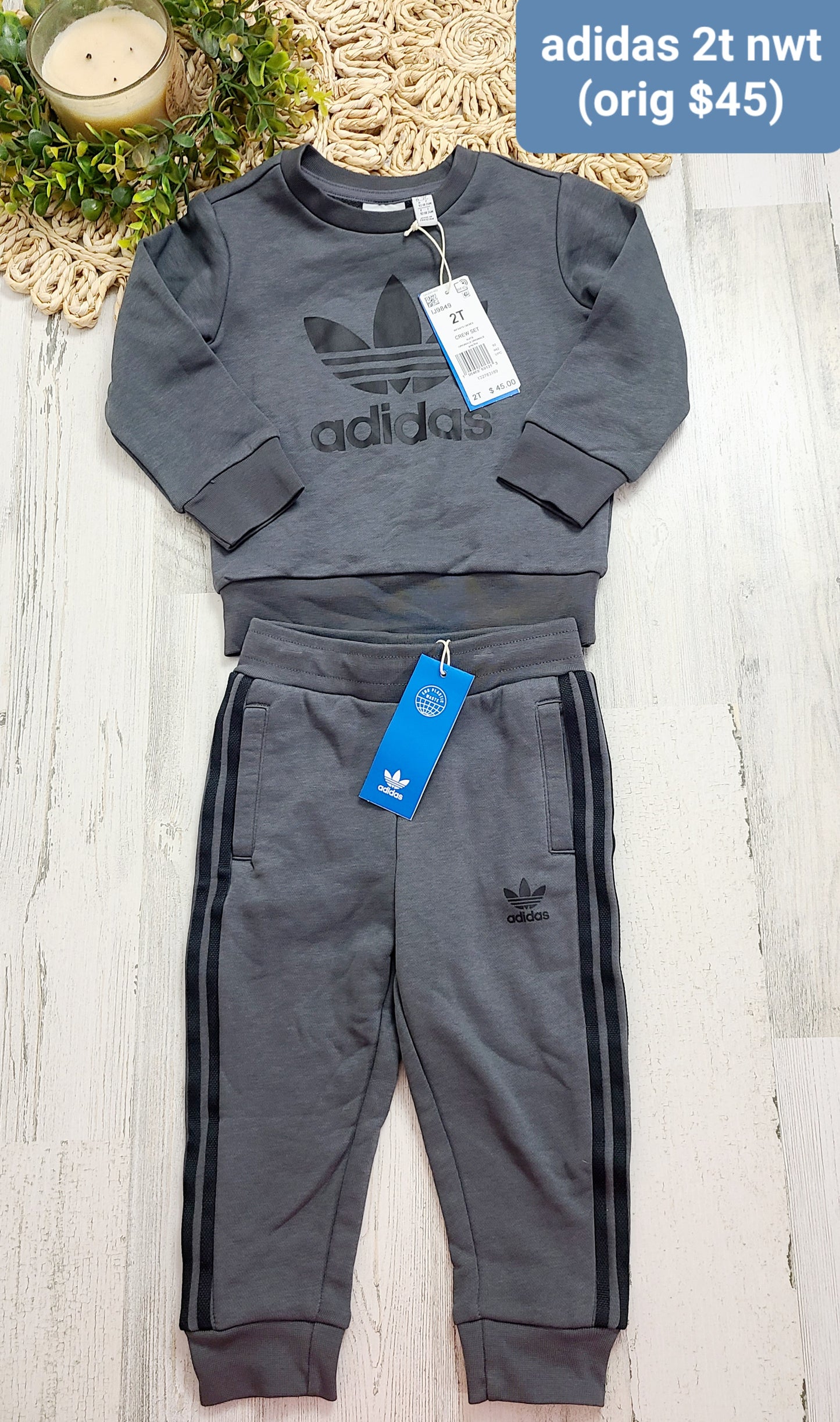 charcoal adidas set boys new