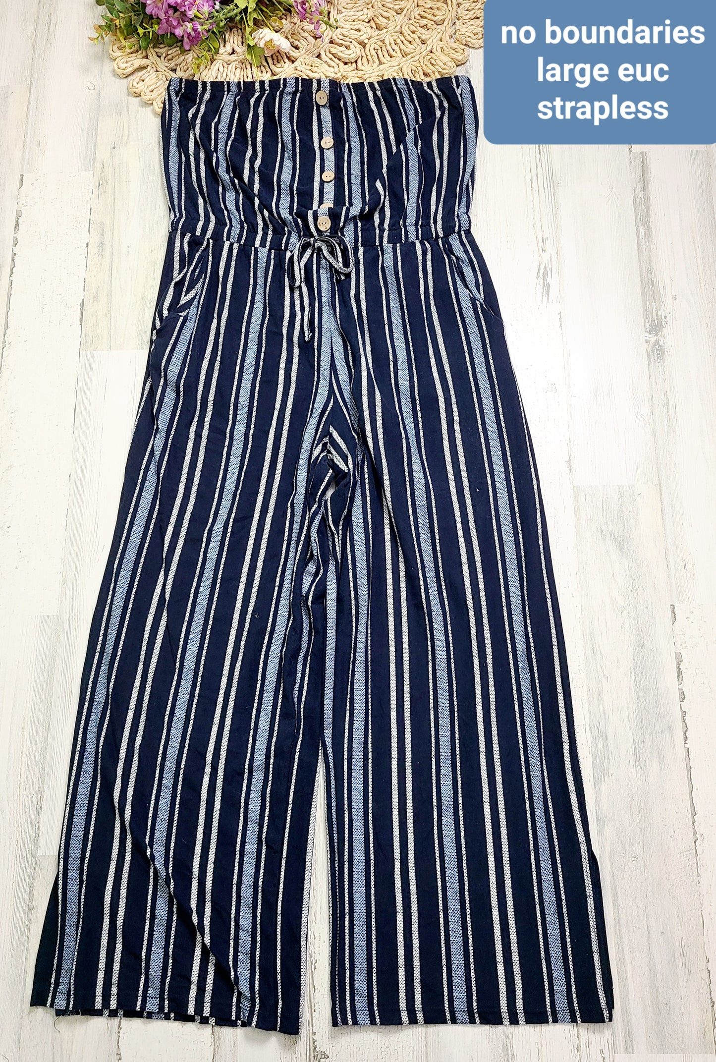 no boundaries vertical stripe jumpsuit