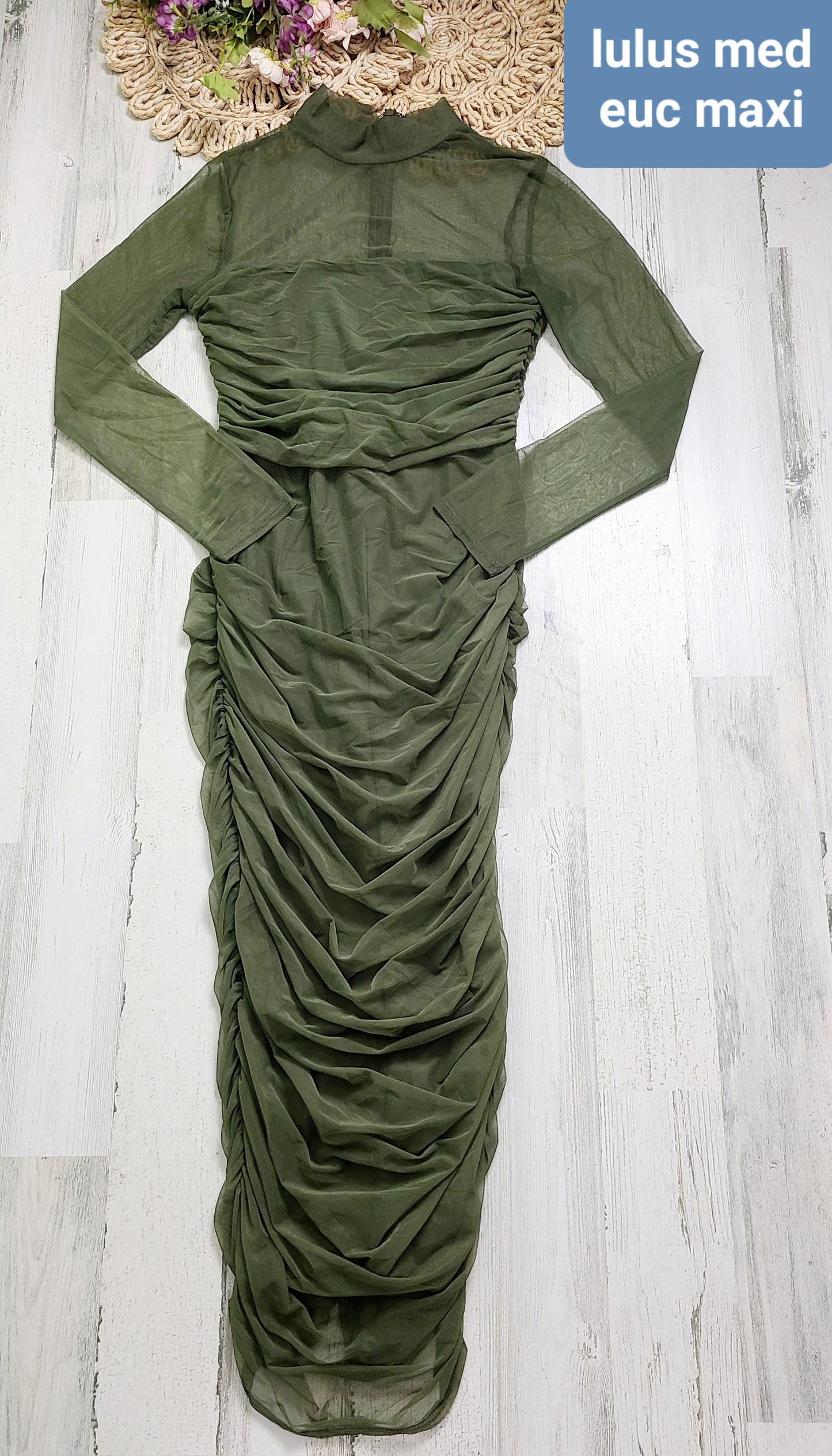fitted green lulus dress sheer sleeves and chest
